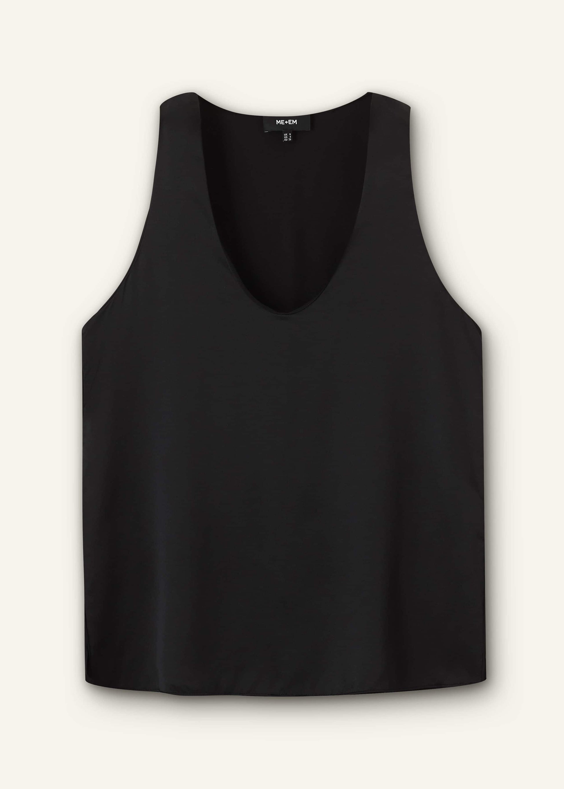 ME and EM Clothing Black Silk Satin Evening Tank Top