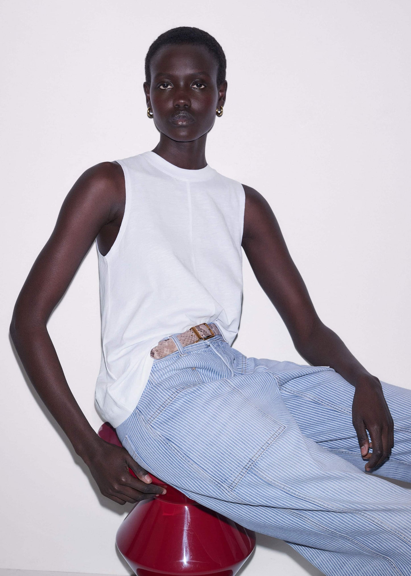 ME and EM Clothing White Racerback Swing Top