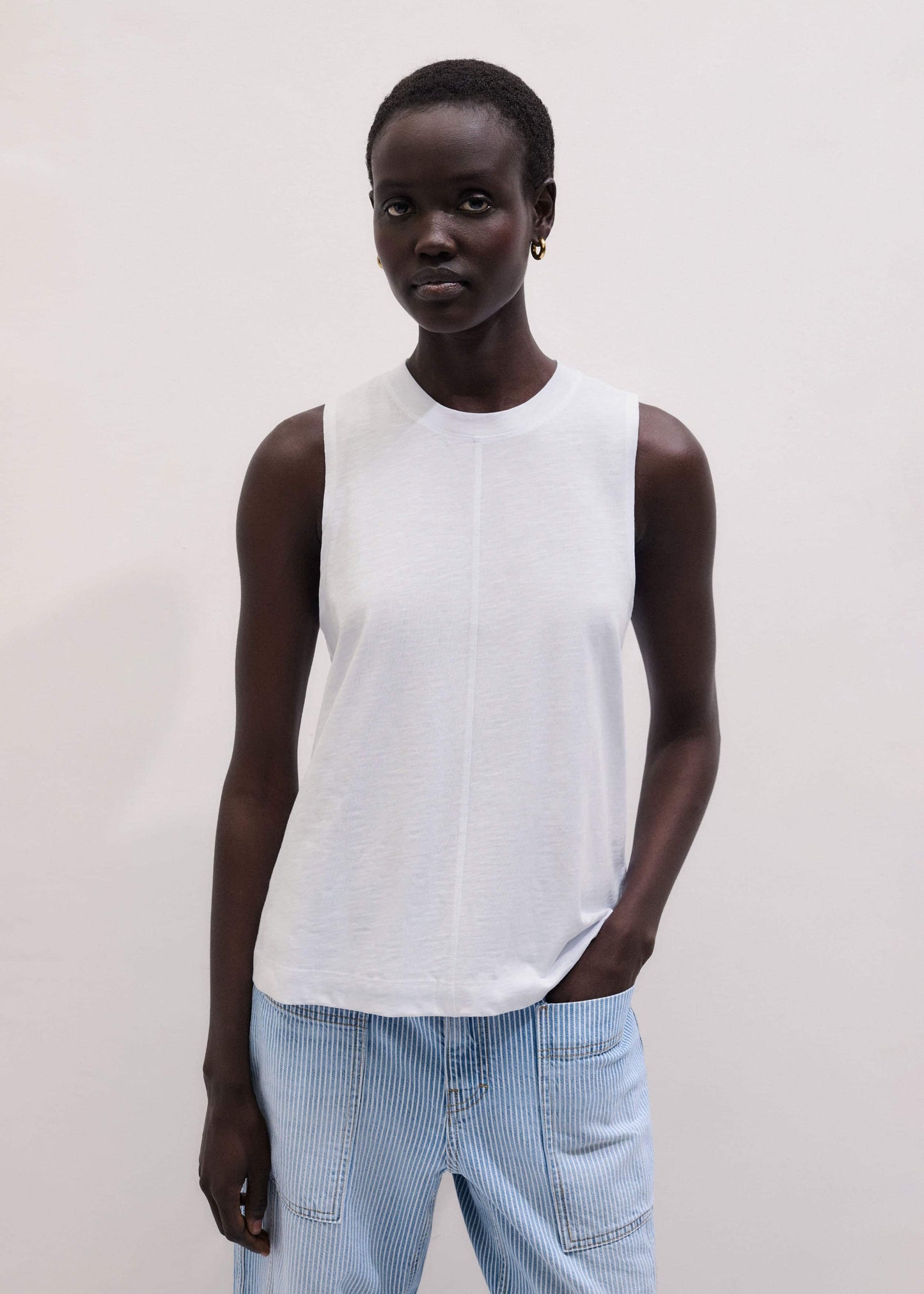 ME and EM Clothing White Racerback Swing Top