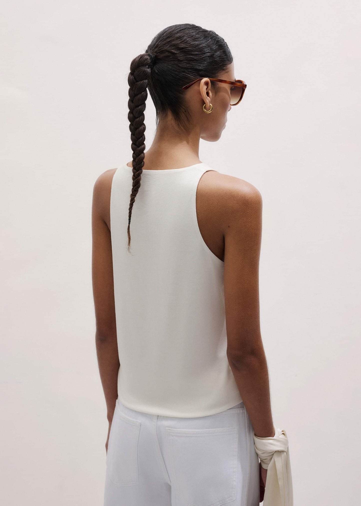 ME and EM Clothing Cream Scoop Neck Vest