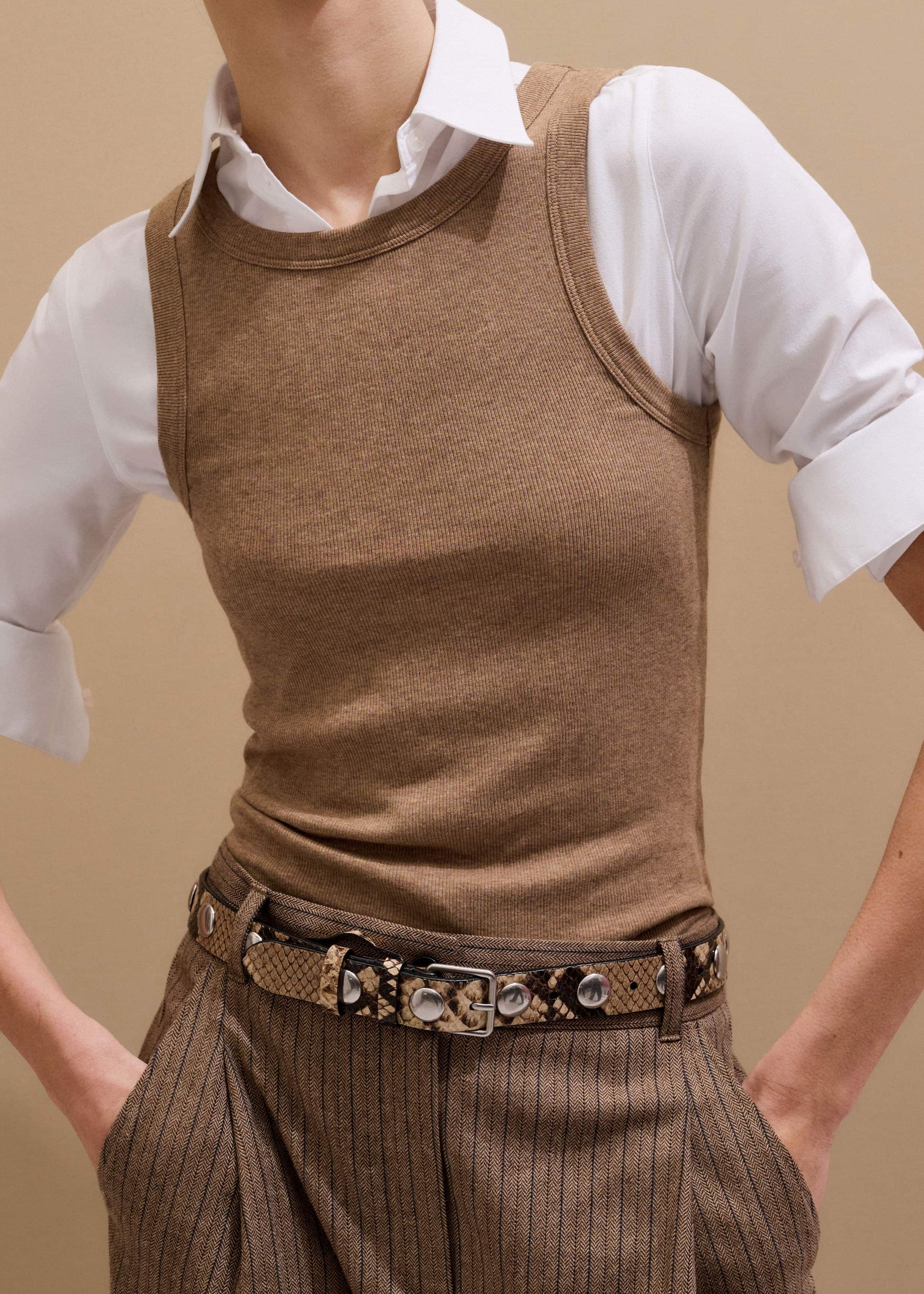 ME and EM Clothing Camel Brown Ultimate Crew Neck Tank