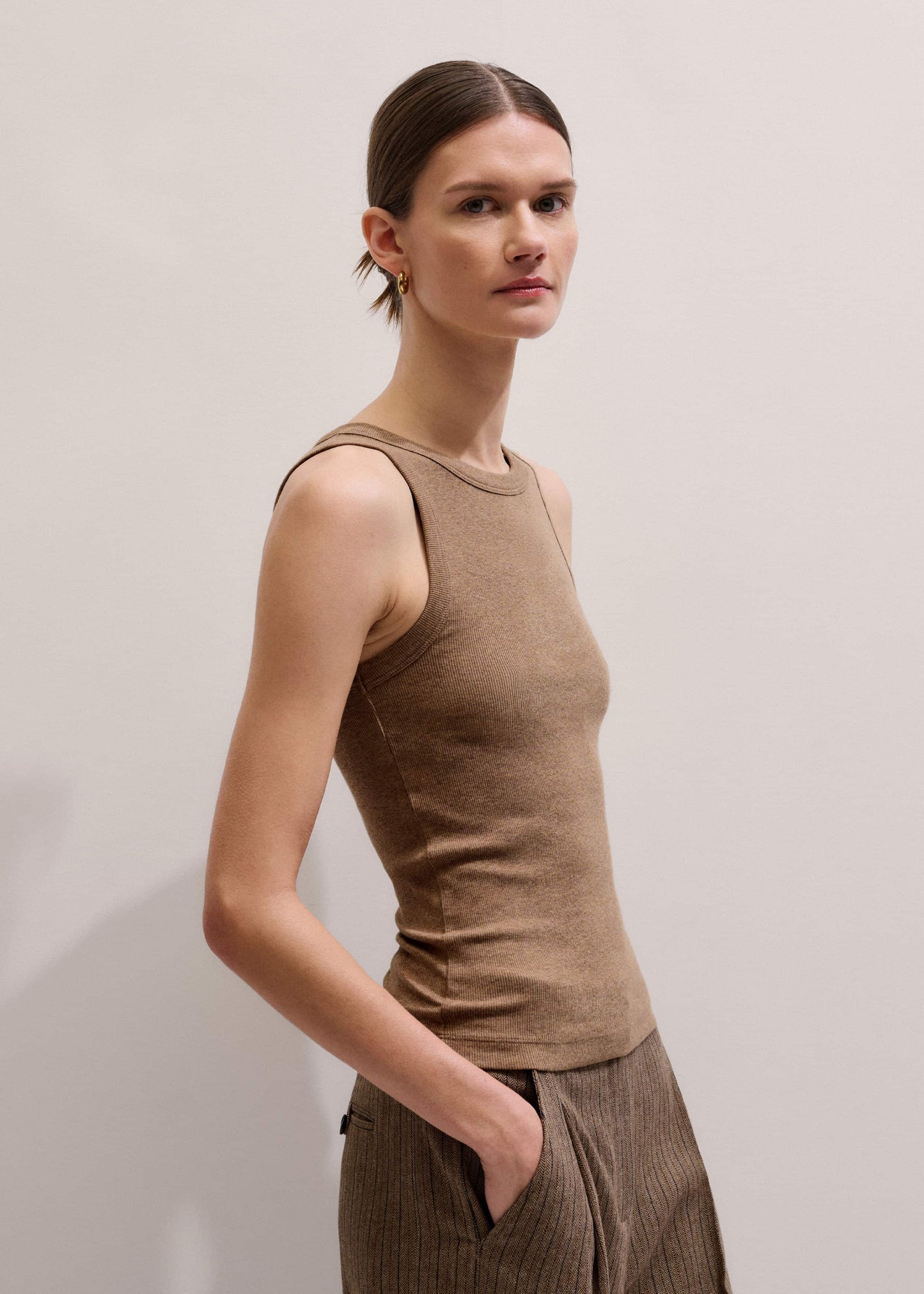 ME and EM Clothing Camel Brown Ultimate Crew Neck Tank