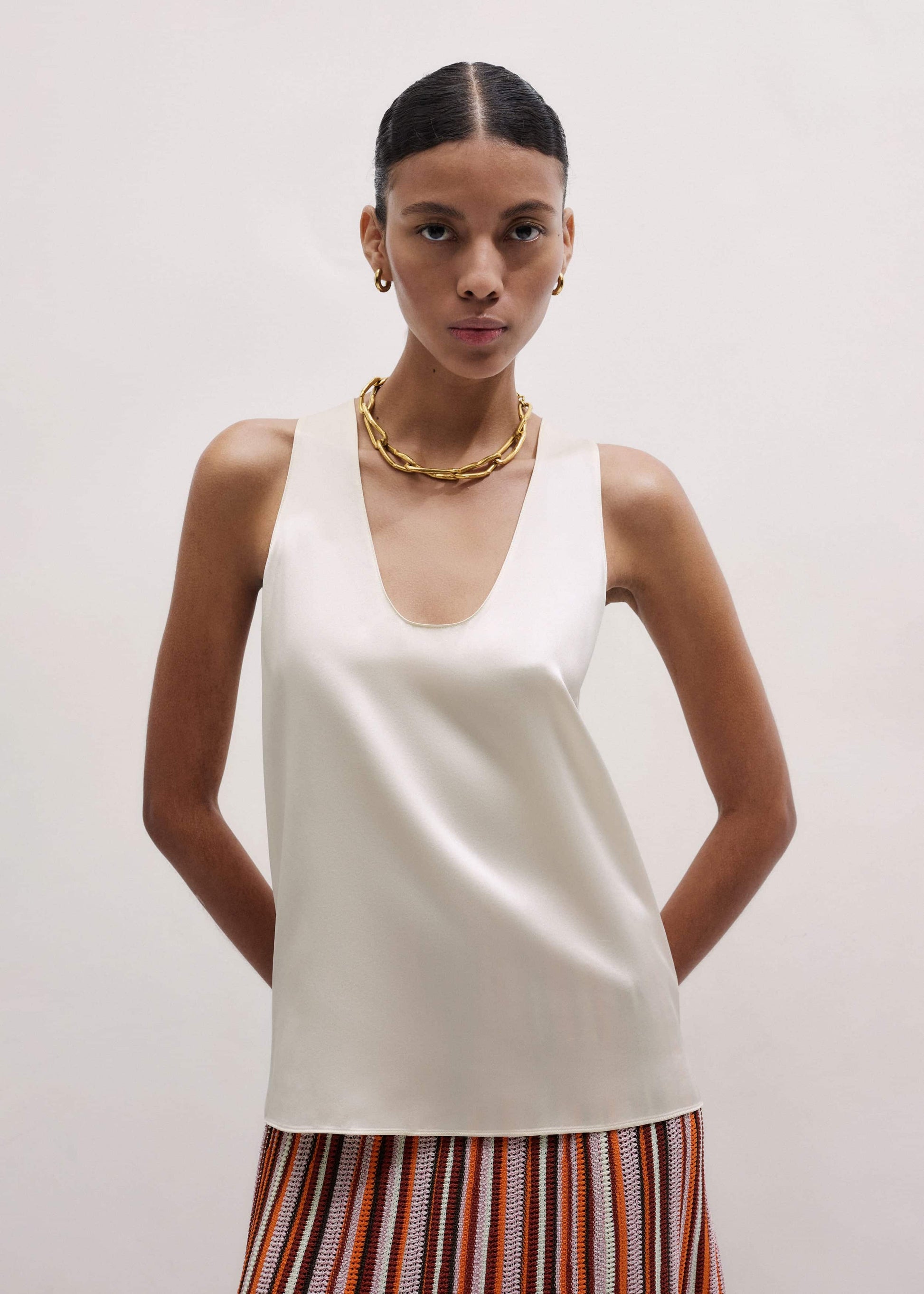 ME and EM Clothing Cream Fluid Evening Tank Top