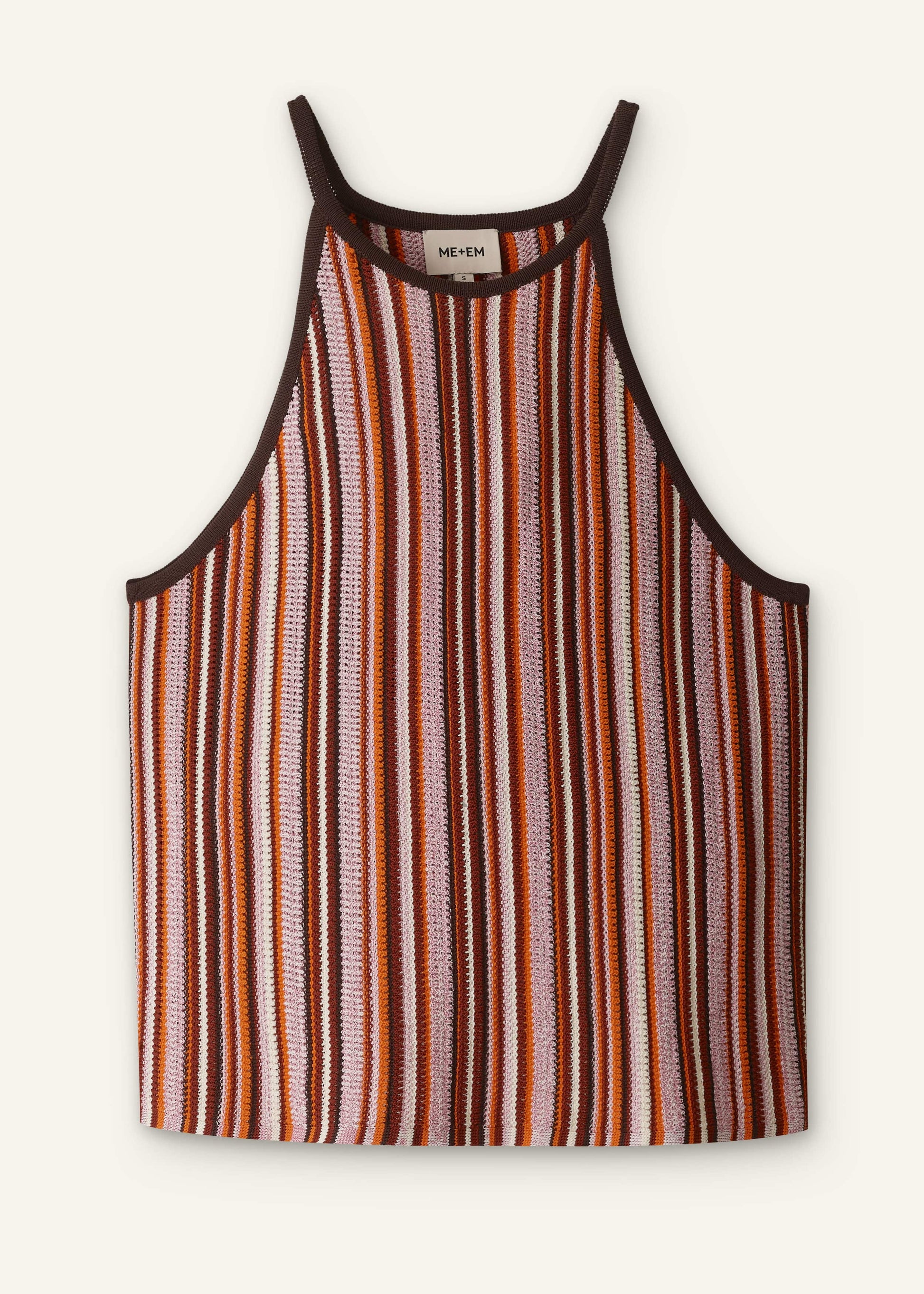 ME and EM Clothing Cinnamon Brown Stripe Slim Knit Tank