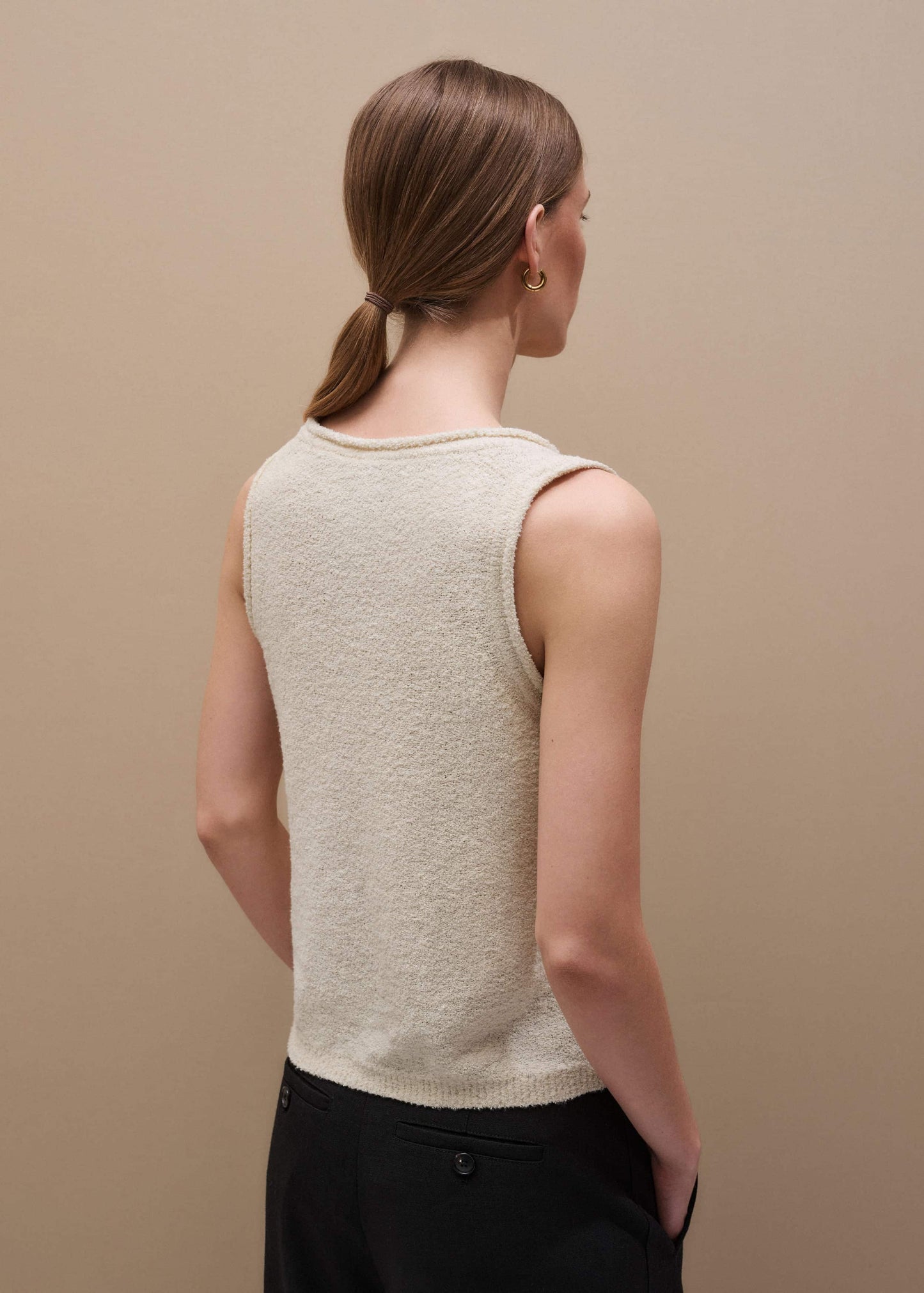 ME and EM Clothing Cream Slim Knit Tank Top