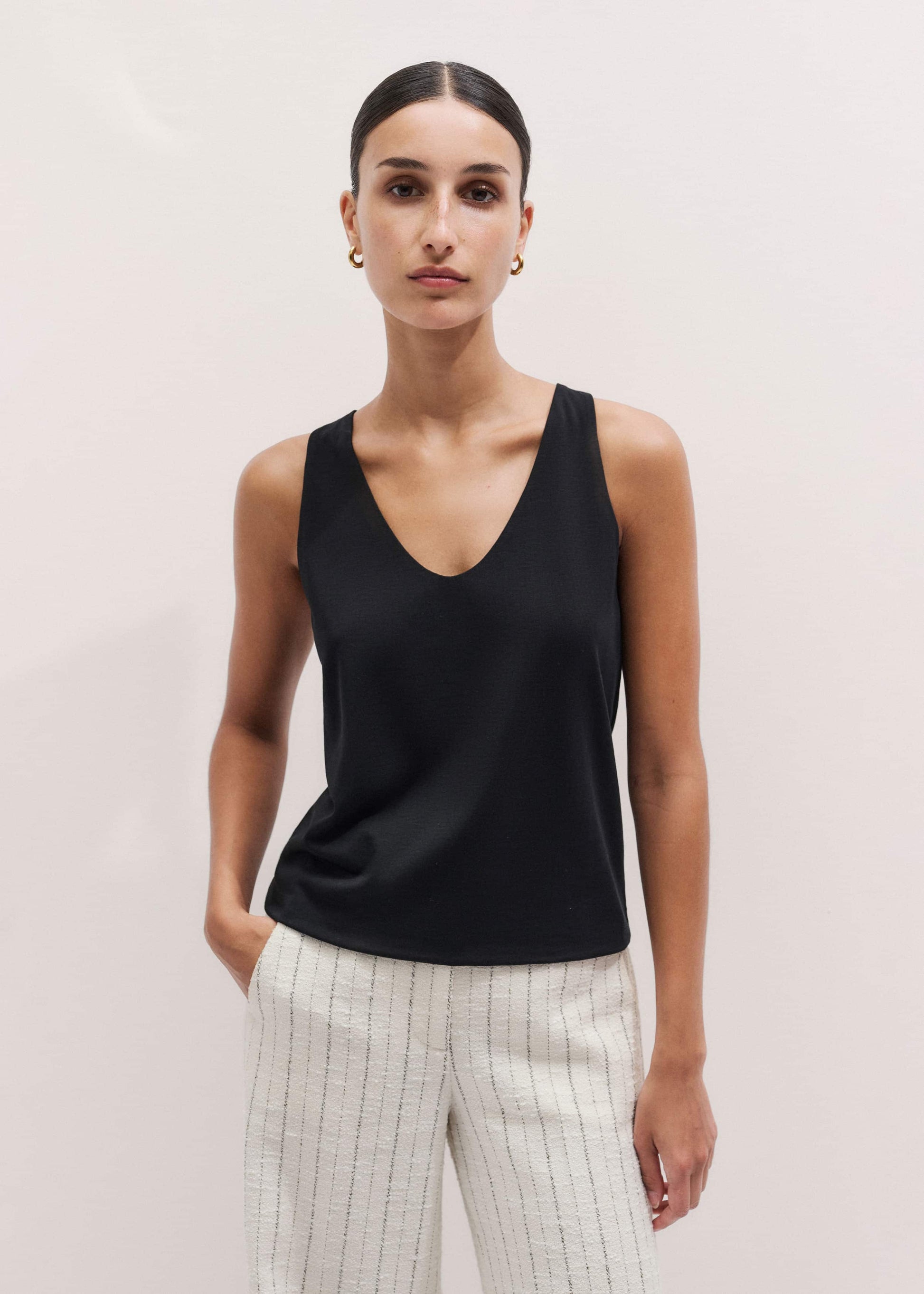 ME and EM Clothing Black Scoop Neck Vest
