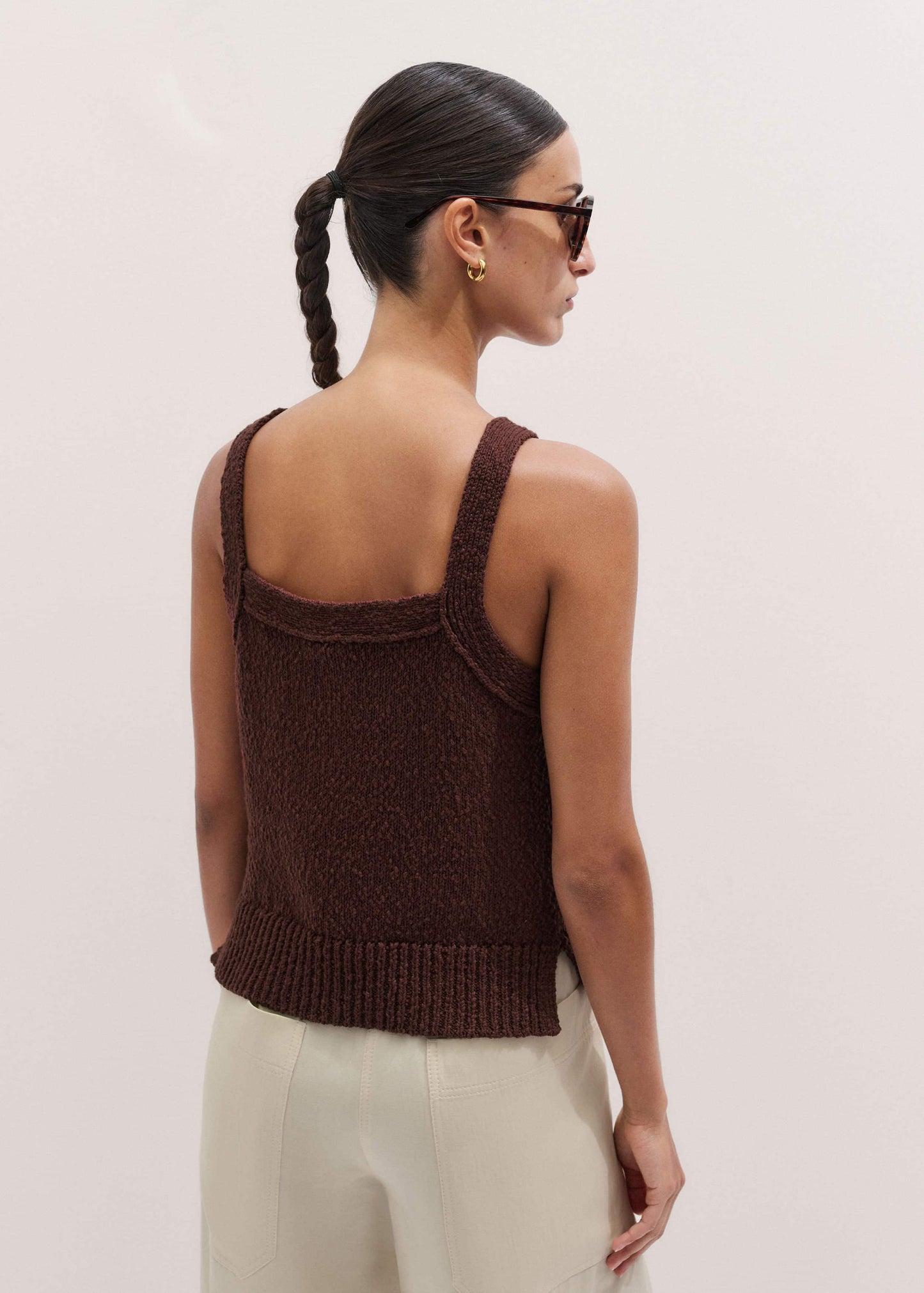 ME and EM Clothing Cinnamon Brown Square Neck Knit Top