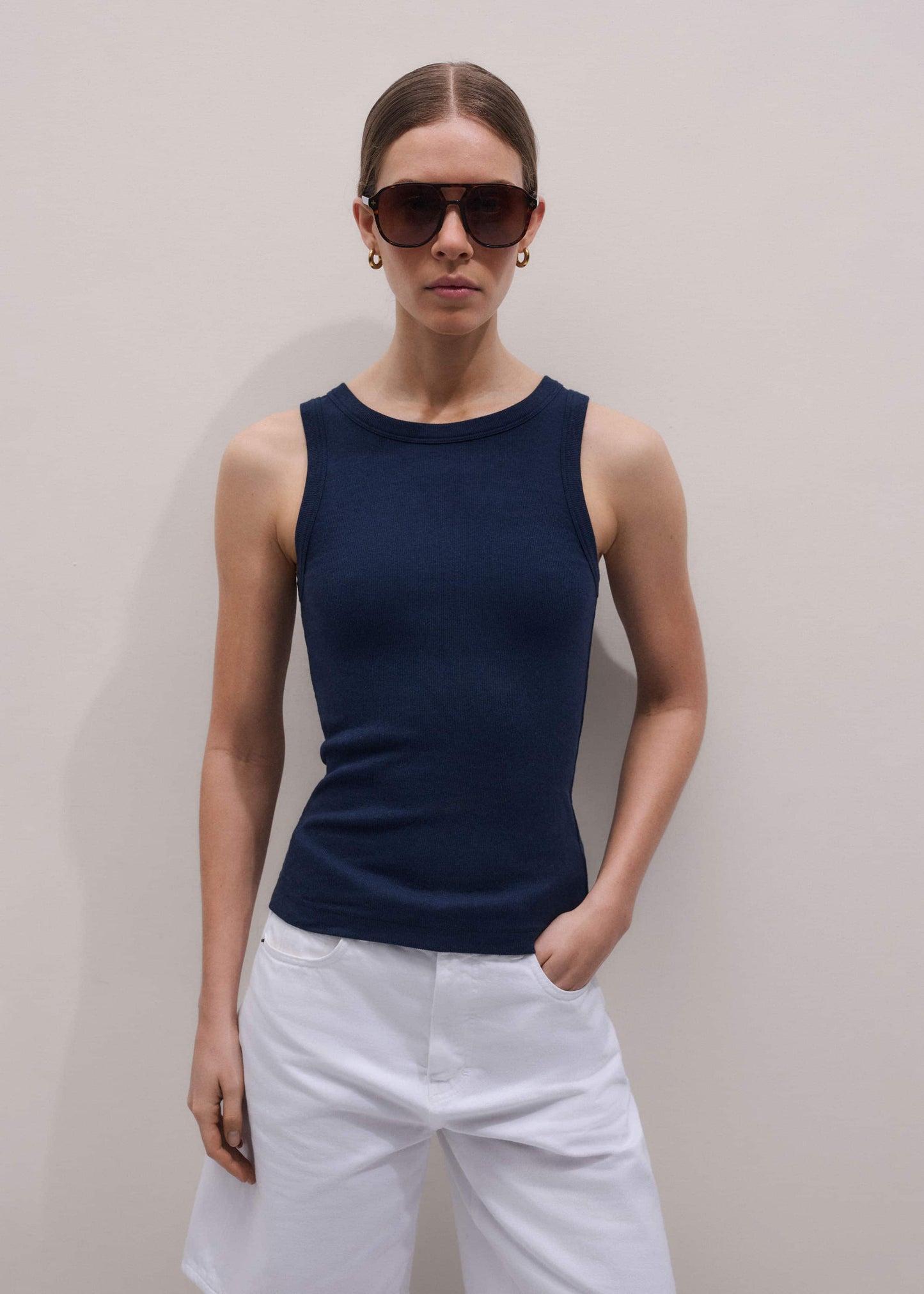 ME and EM Clothing Navy Ultimate Crew Neck Perfect Basic Tank