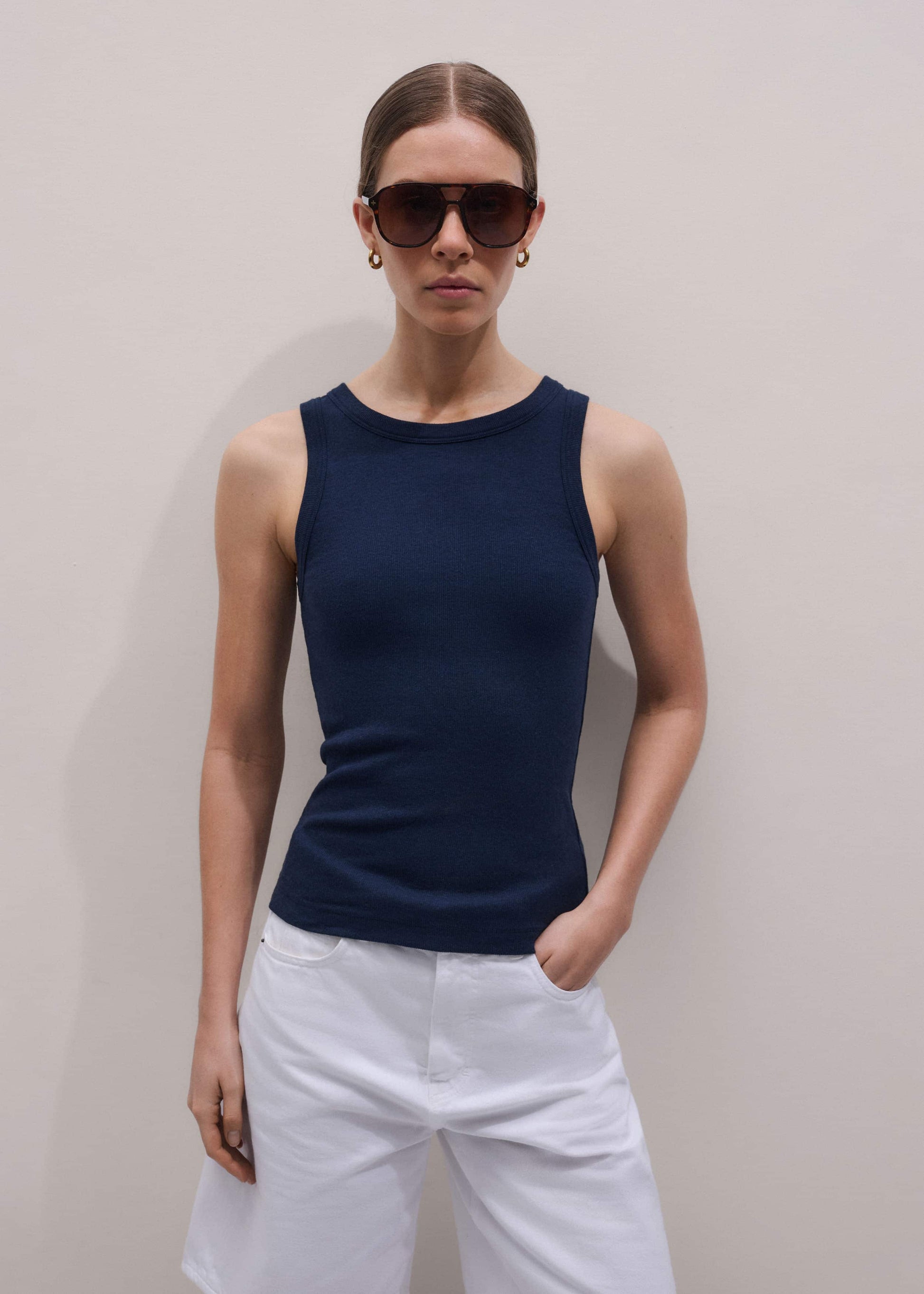 ME and EM Clothing Navy Ultimate Crew Neck Perfect Basic Tank