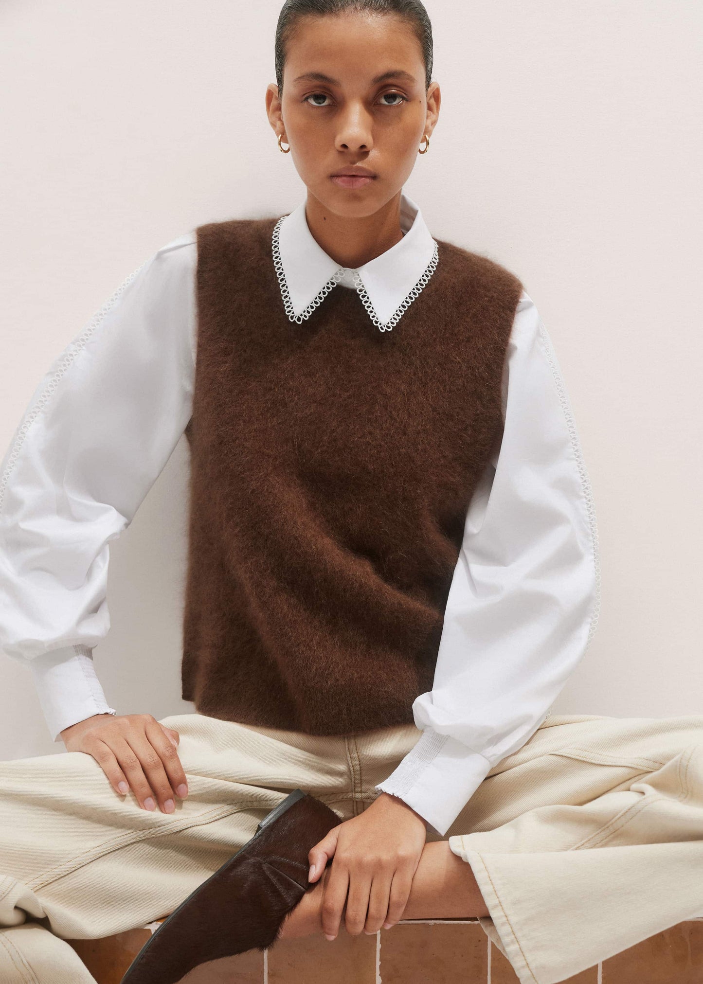 ME and EM Clothing Brown Straight Sweater Vest