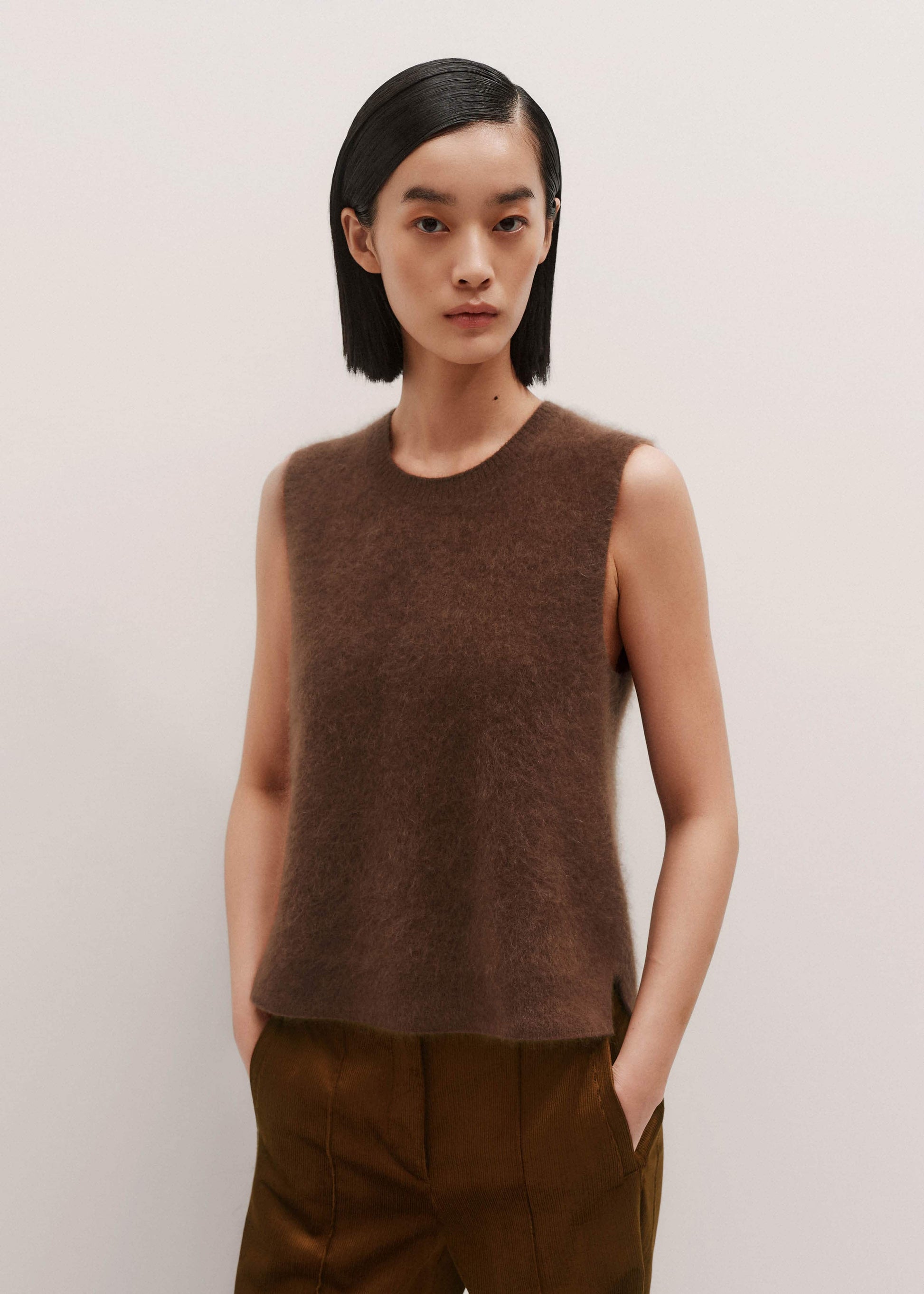 ME and EM Clothing Brown Straight Sweater Vest