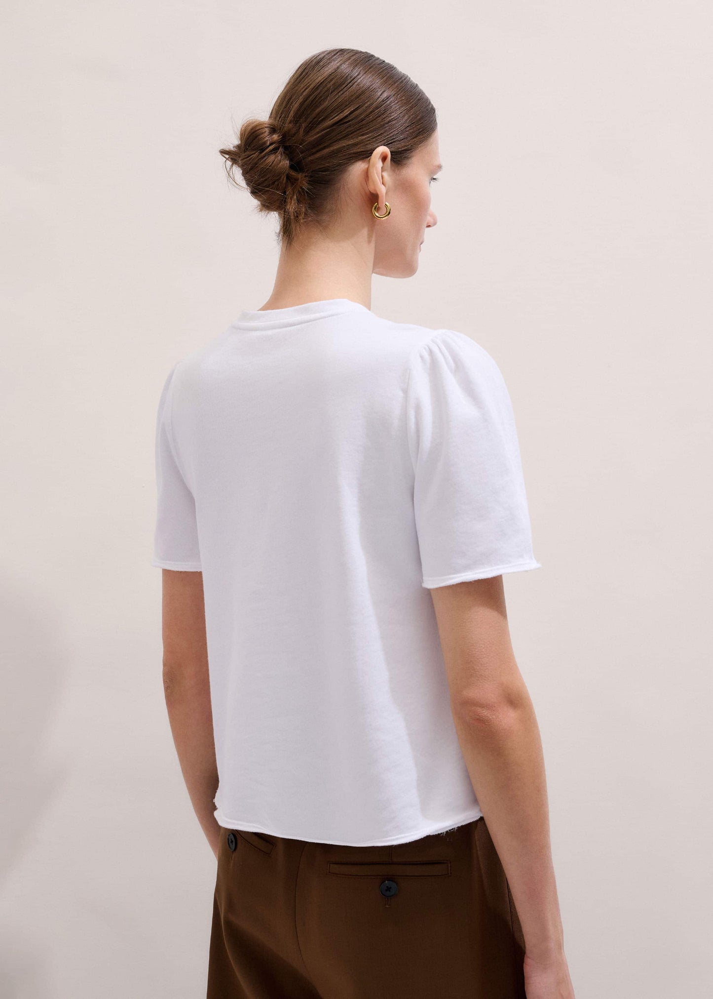 ME and EM Clothing White Raw Edge V-Neck Swing Sweatshirt