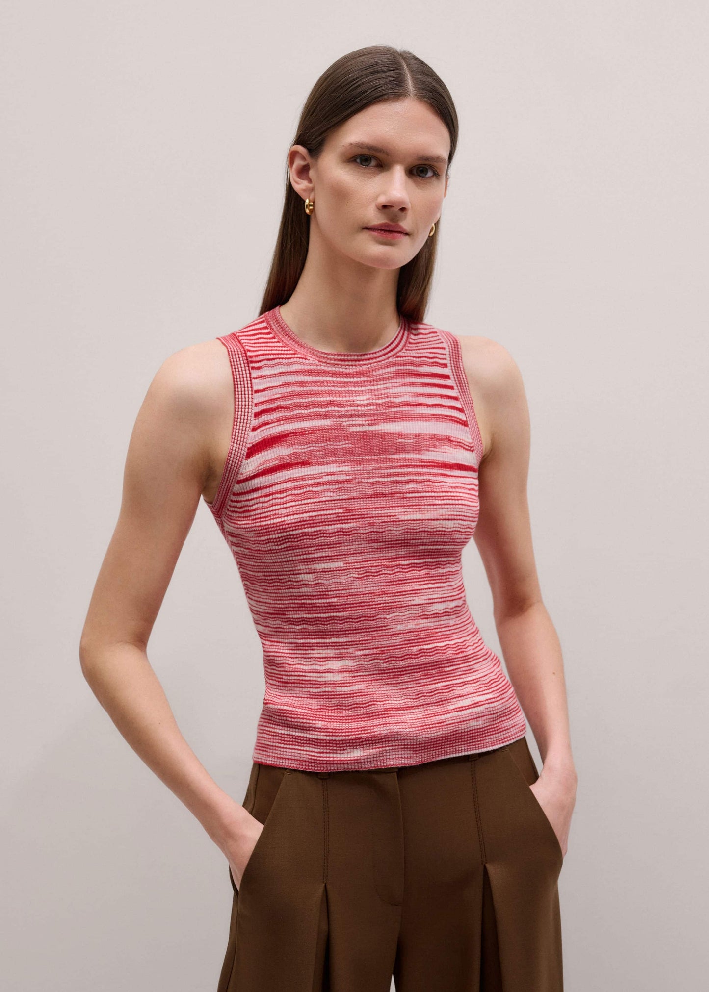 ME and EM Clothing Red Spacedye Slim Fit Knit Vest