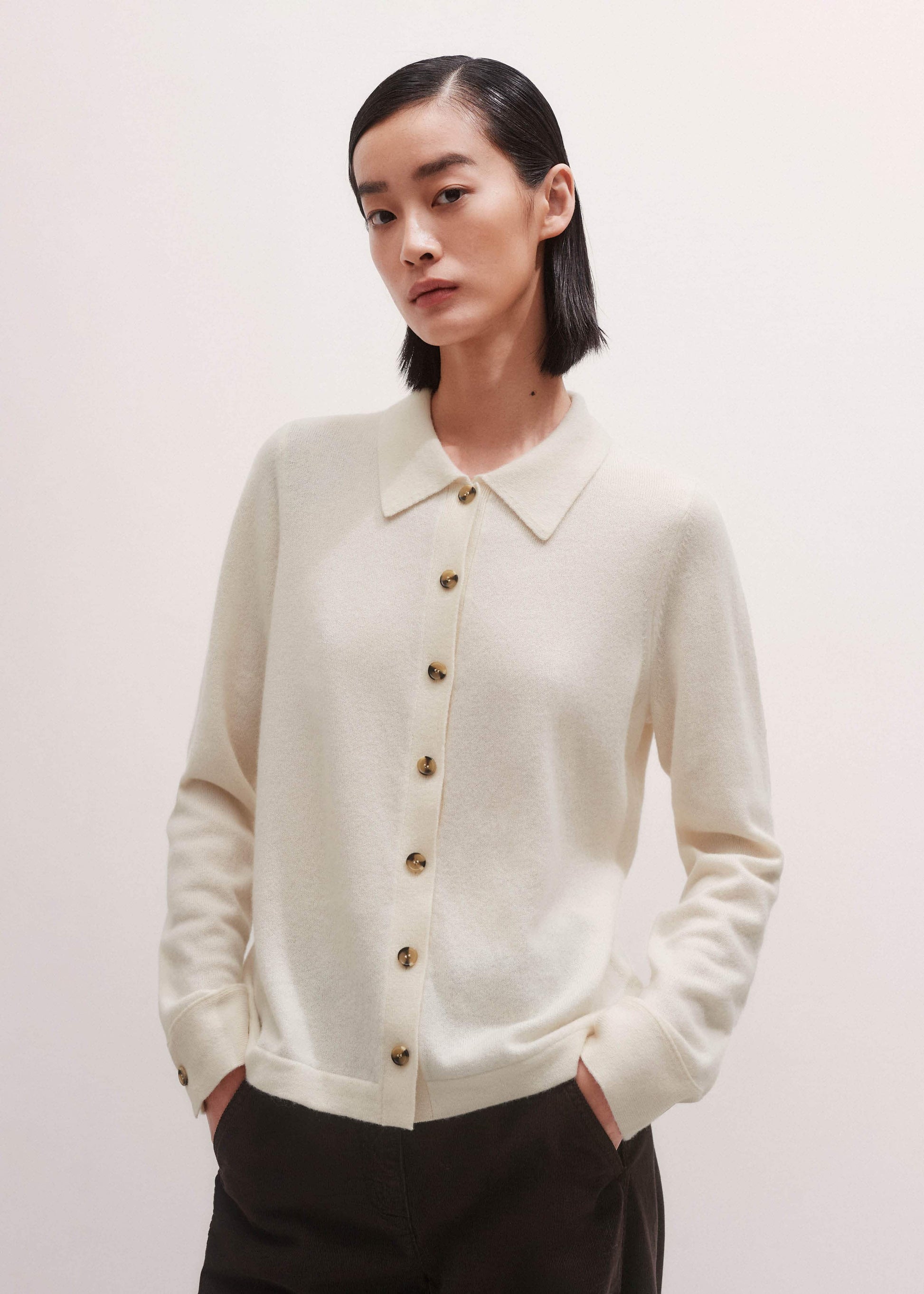 ME and EM Clothing Cream Relaxed Knit Shirt