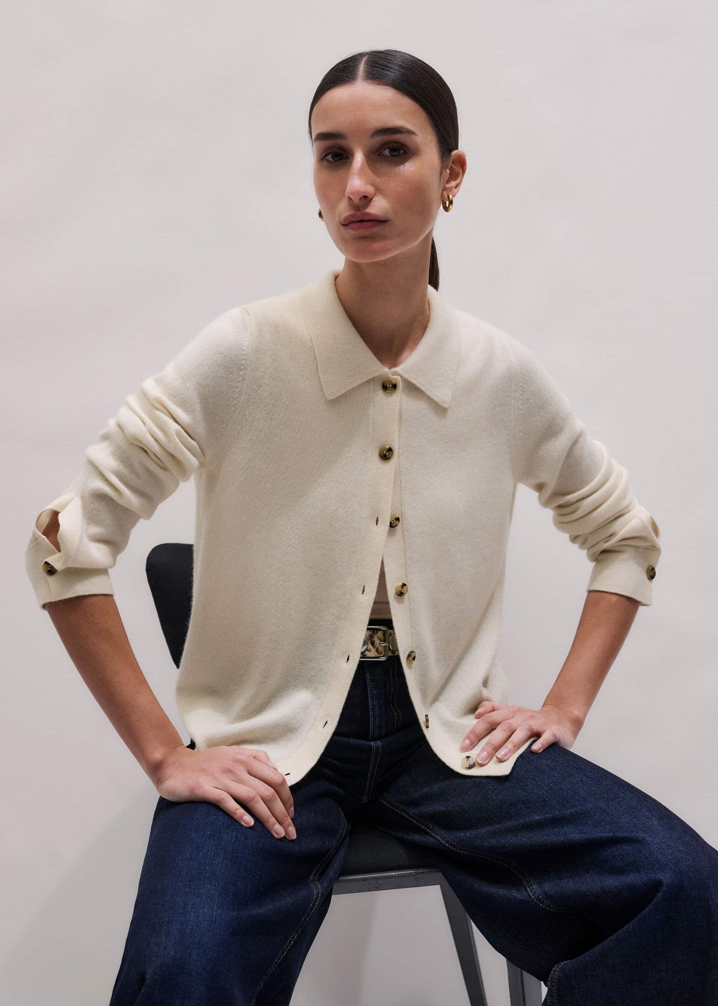 ME and EM Clothing Cream Relaxed Knit Shirt