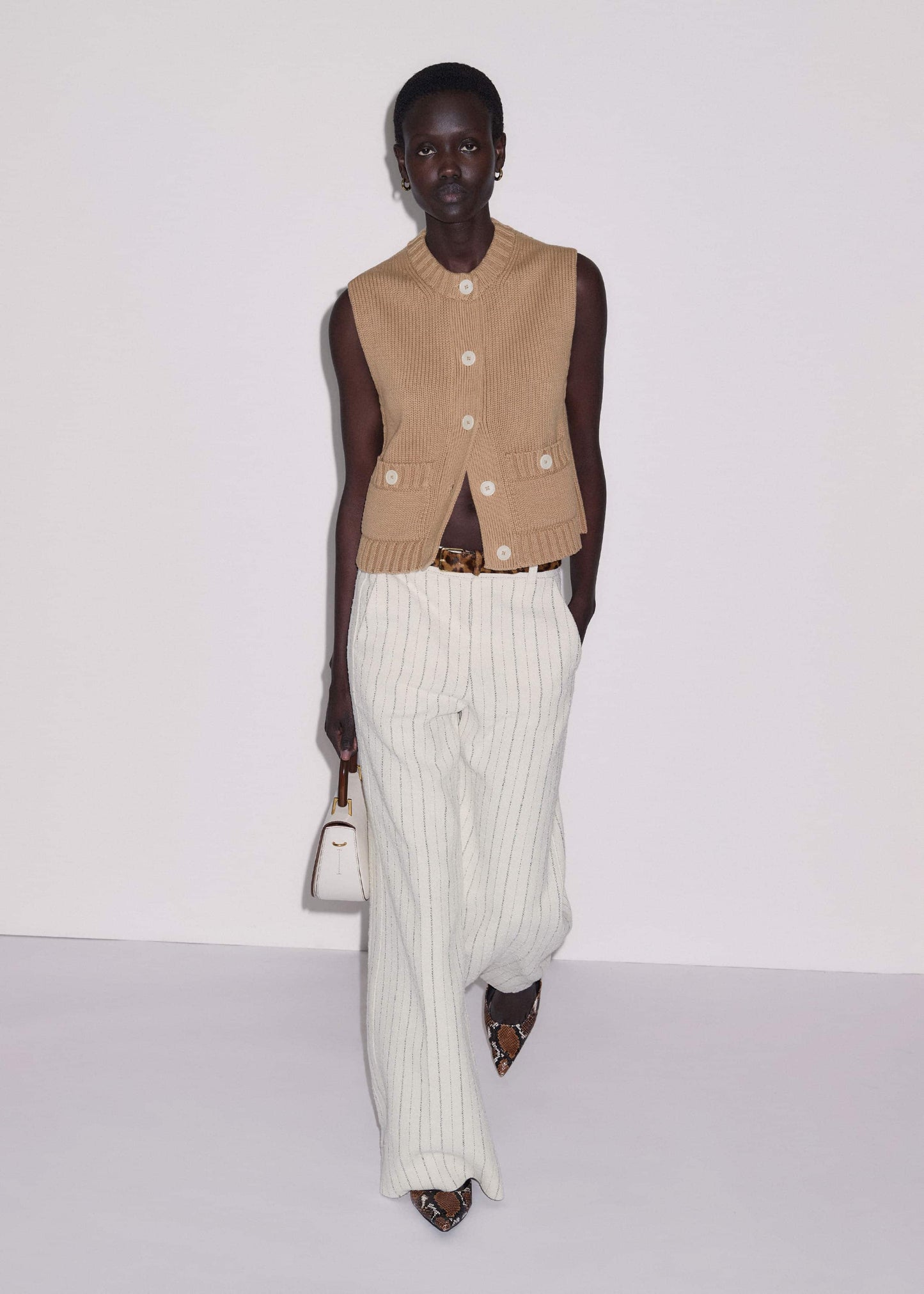 ME and EM Clothing Brown Straight Crop Vest