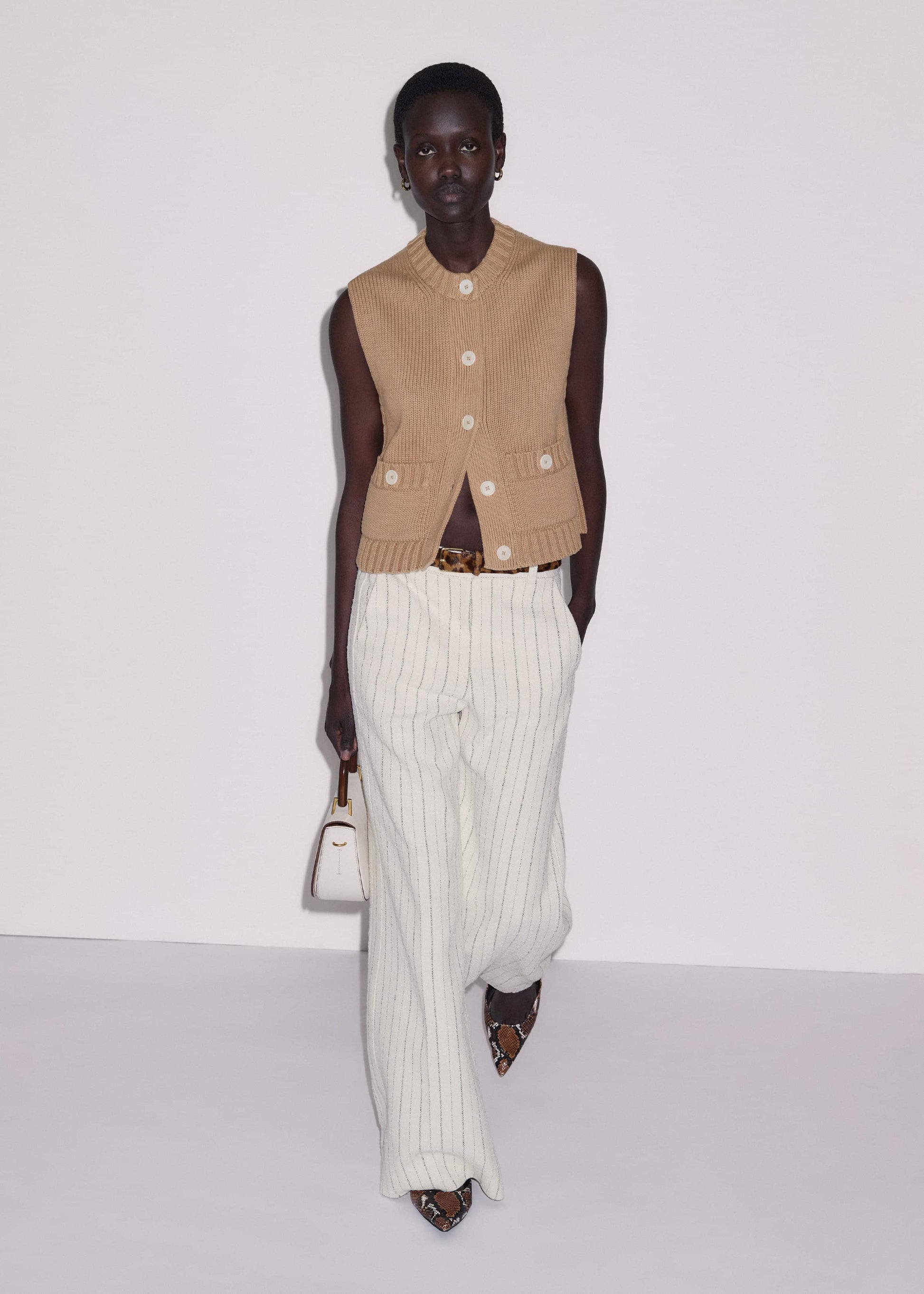 ME and EM Clothing Brown Straight Crop Vest