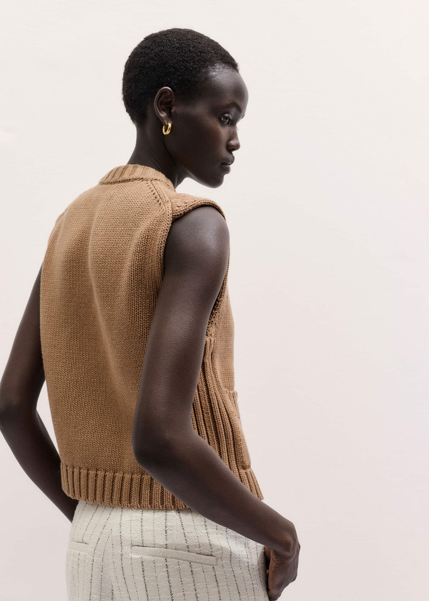 ME and EM Clothing Brown Straight Crop Vest