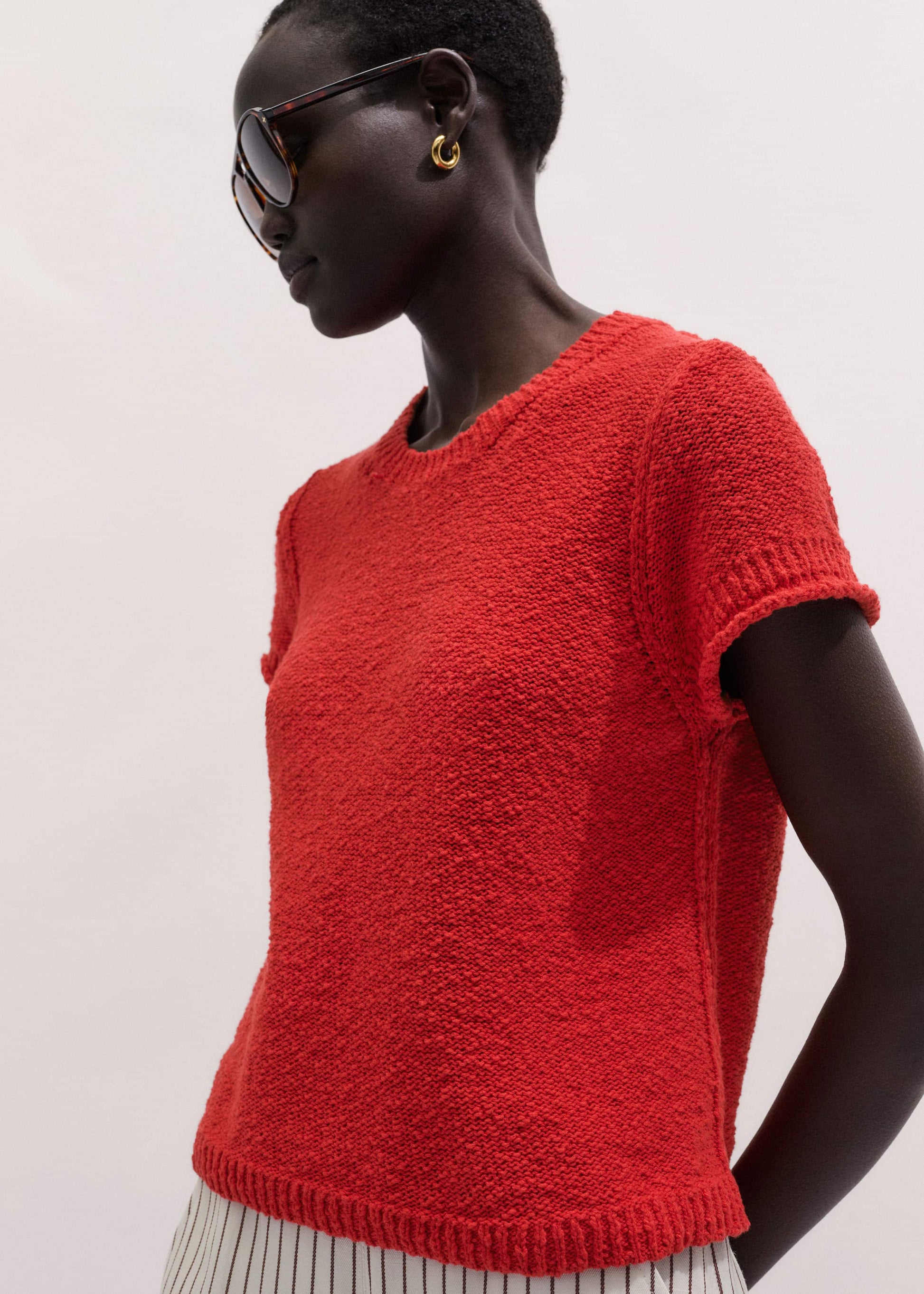 ME and EM Clothing Red Bouclé Straight Baby Tee