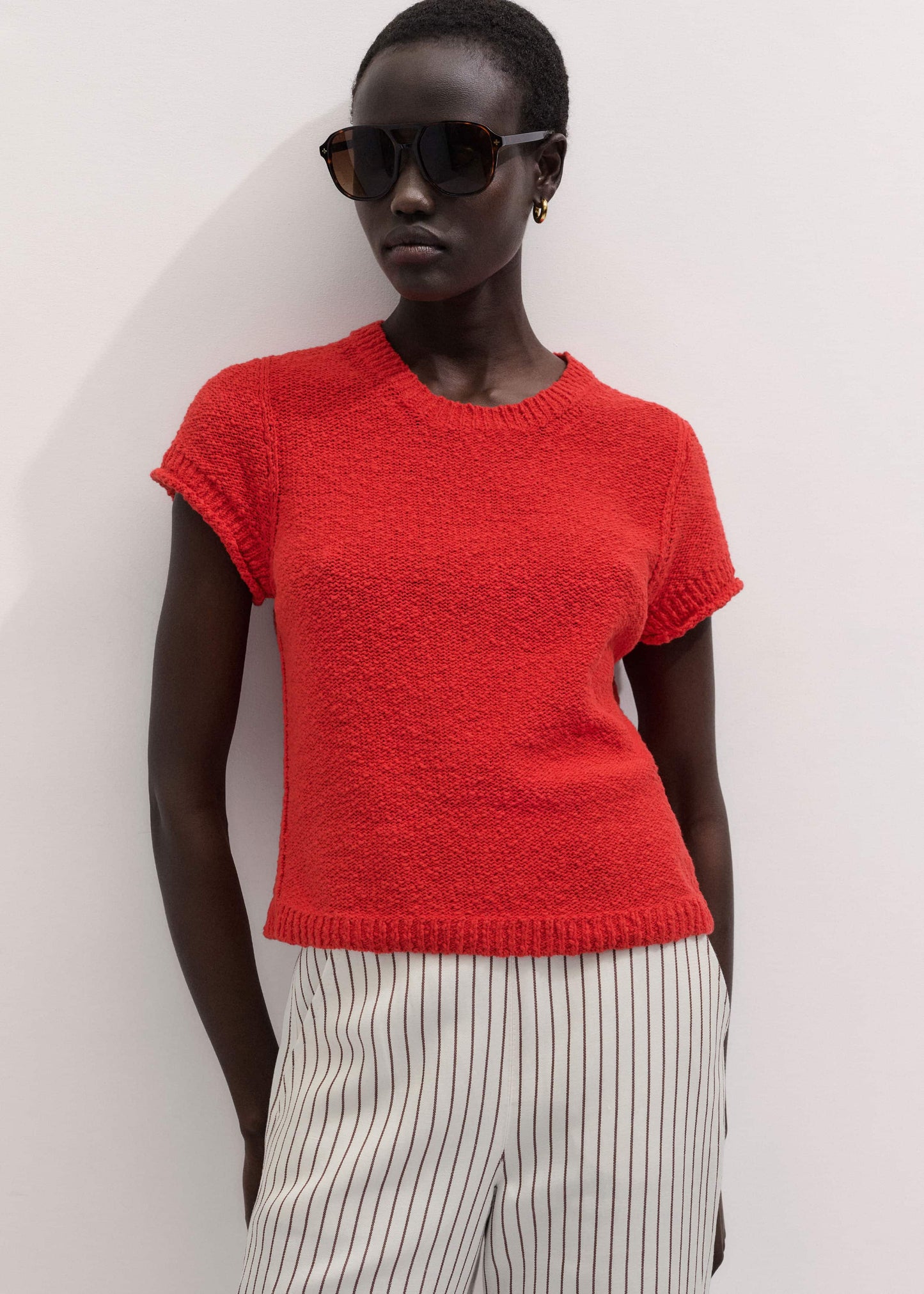 ME and EM Clothing Red Bouclé Straight Baby Tee