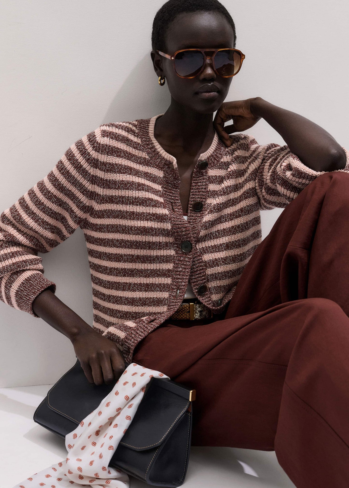 ME and EM Clothing Cinnamon Brown Straight Cardigan