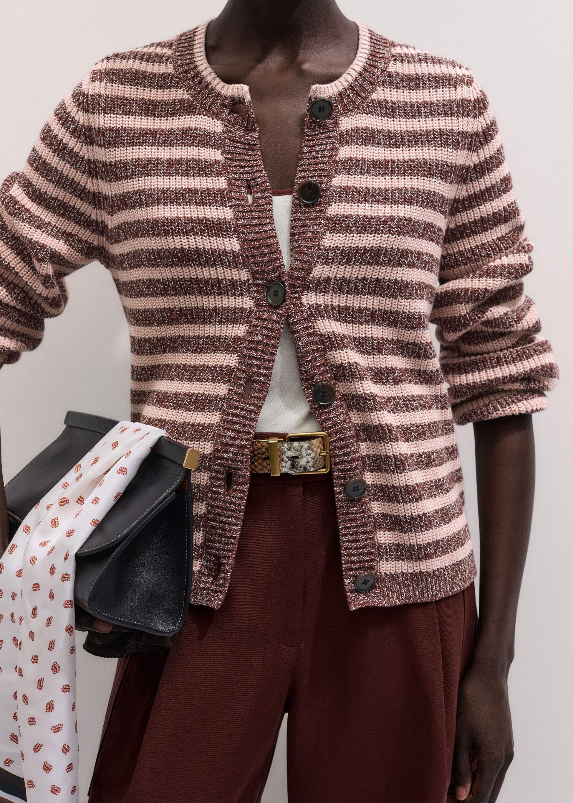 ME and EM Clothing Cinnamon Brown Straight Cardigan