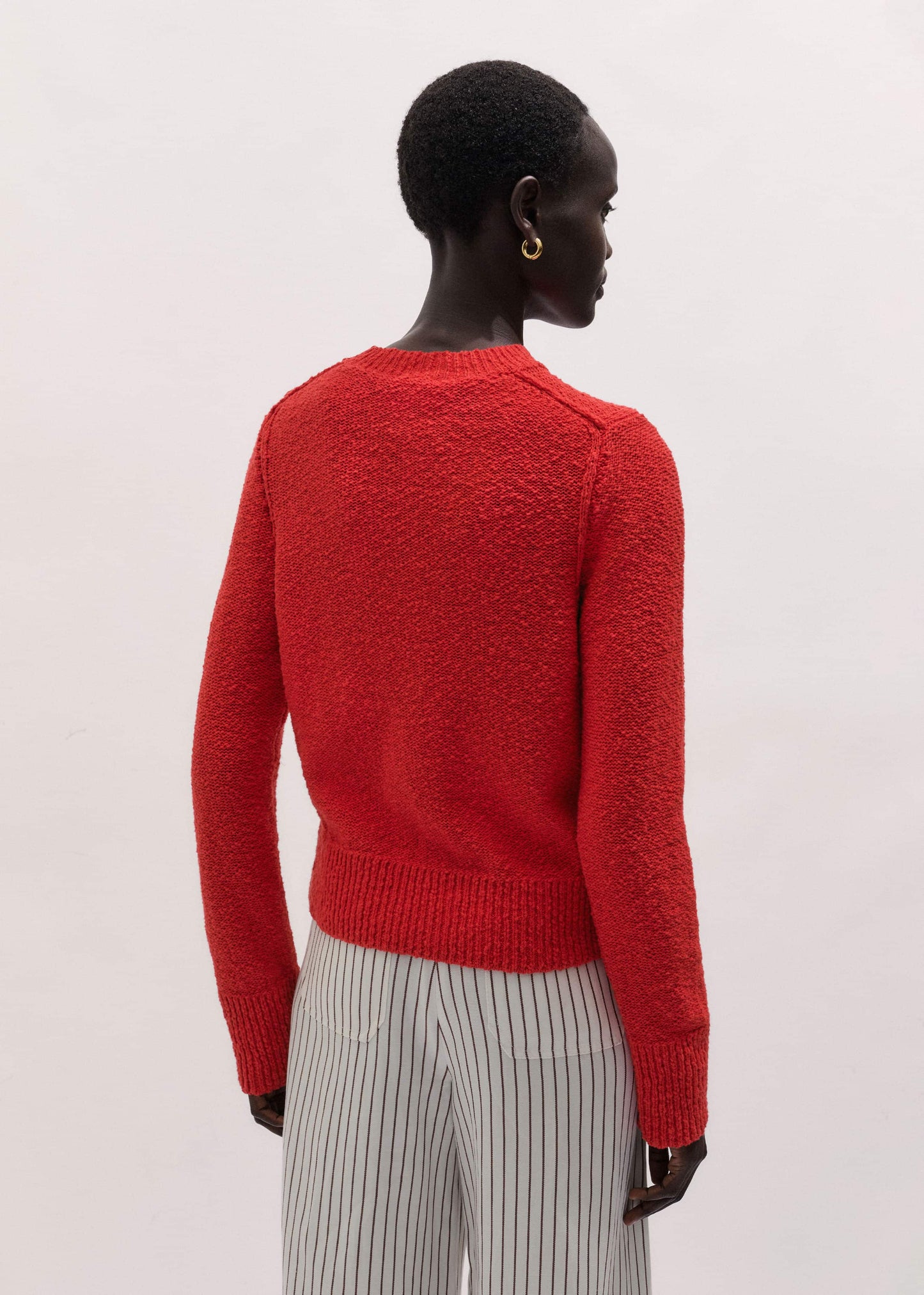 ME and EM Clothing Red Bouclé Straight Knit Cardigan