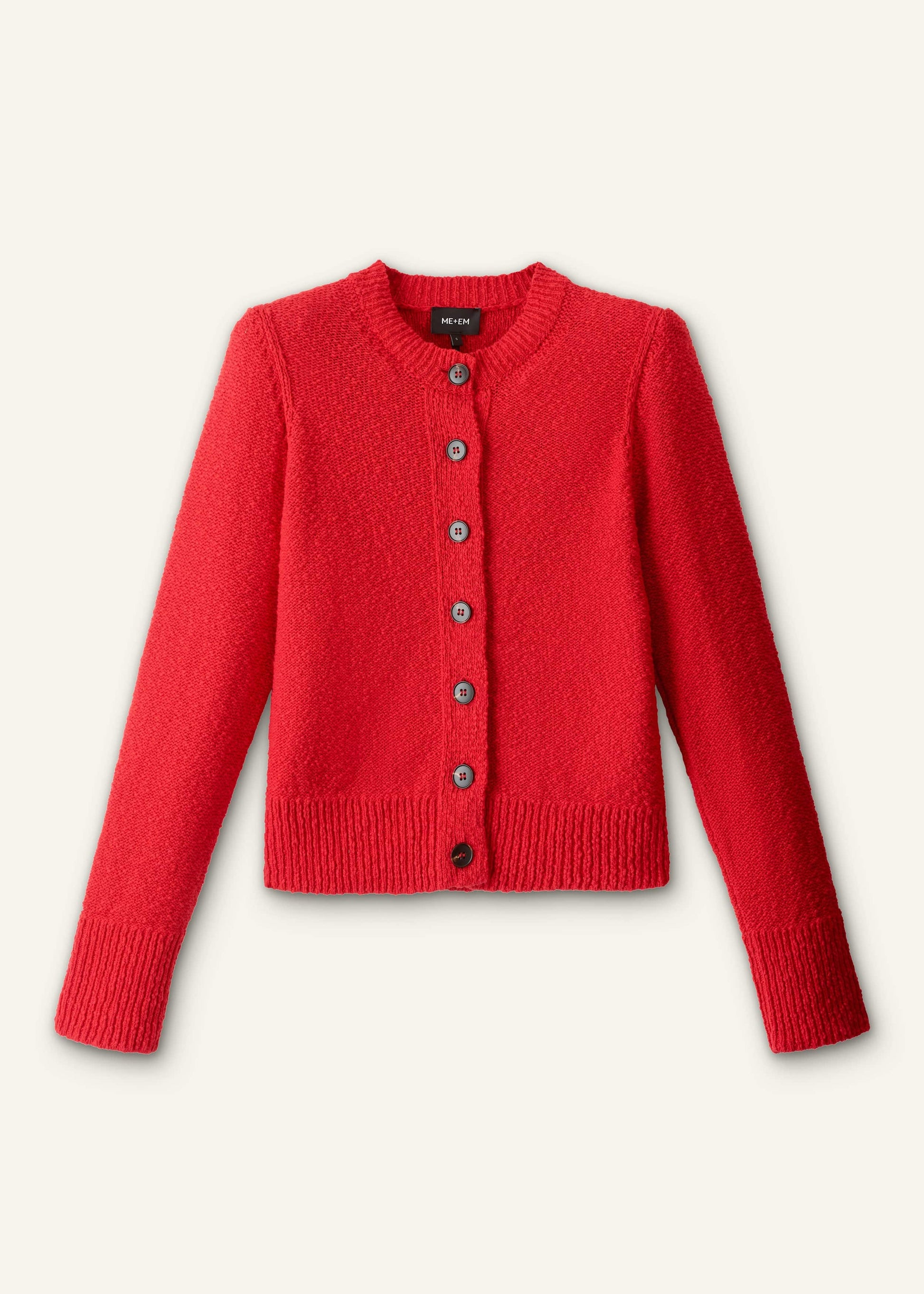 ME and EM Clothing Red Bouclé Straight Knit Cardigan