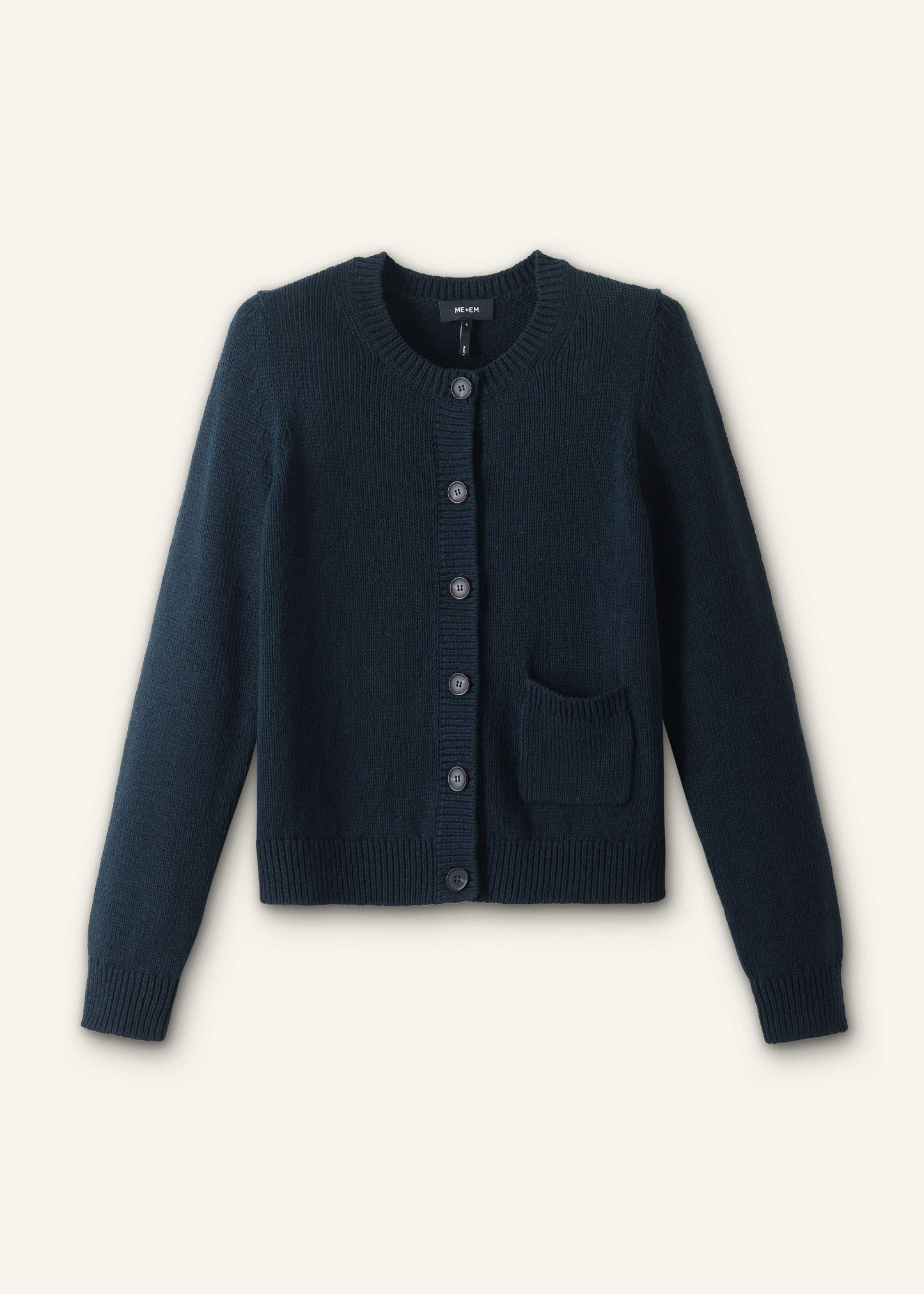 ME and EM Clothing Navy Boxy Knit Straight Cardigan