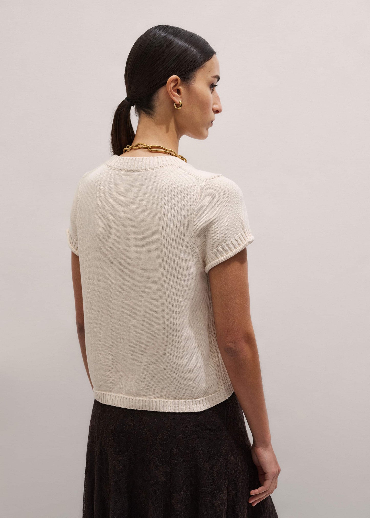 ME and EM Clothing Vanilla Shrunken Straight Knit Baby Tee
