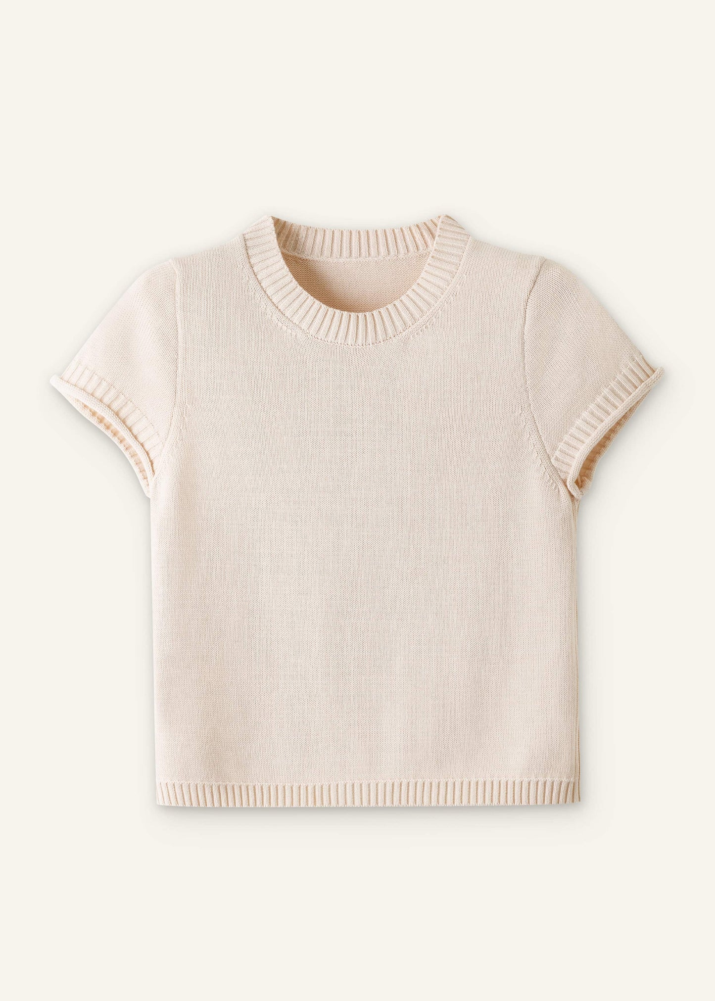 ME and EM Clothing Vanilla Shrunken Straight Knit Baby Tee