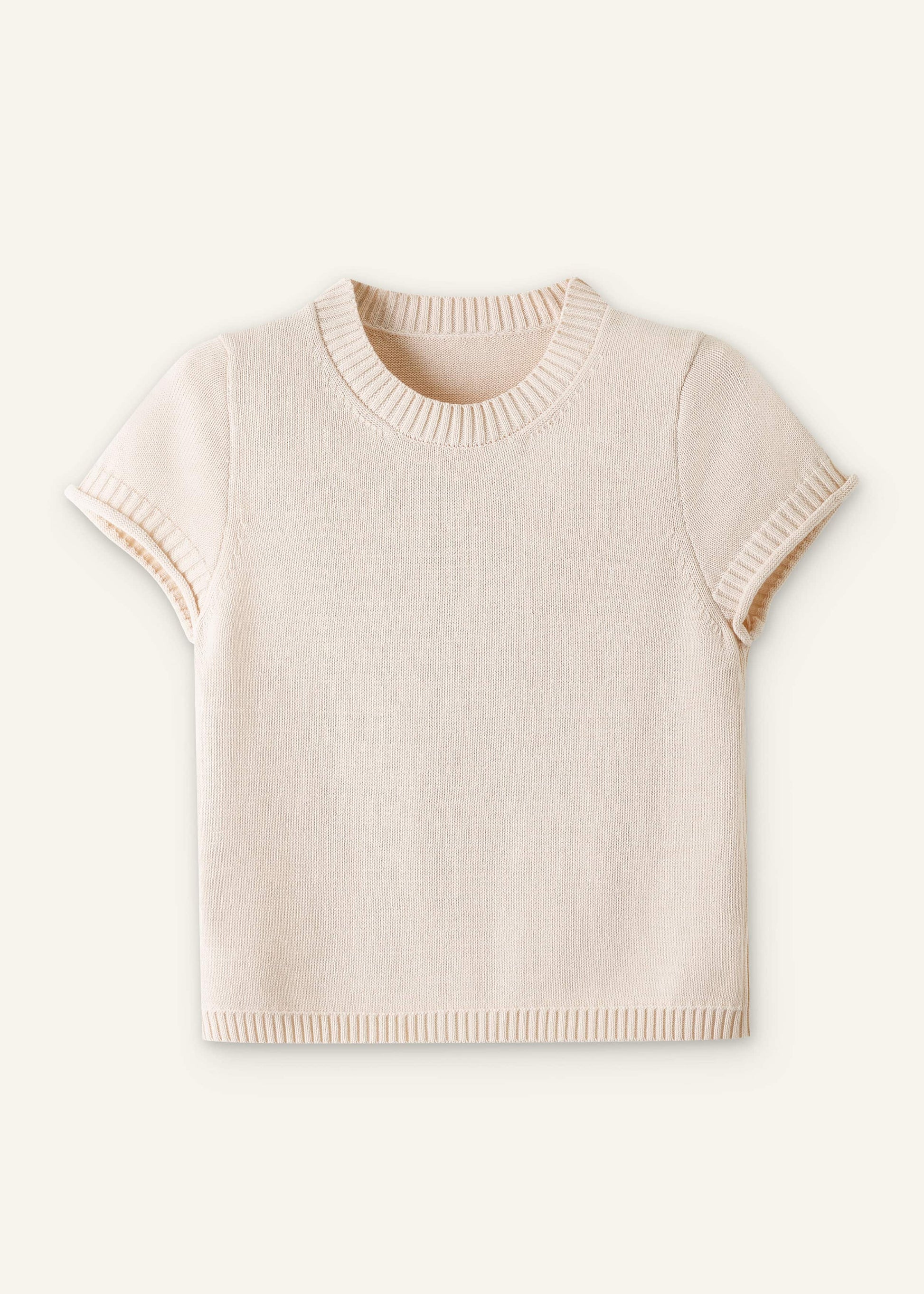 ME and EM Clothing Vanilla Shrunken Straight Knit Baby Tee