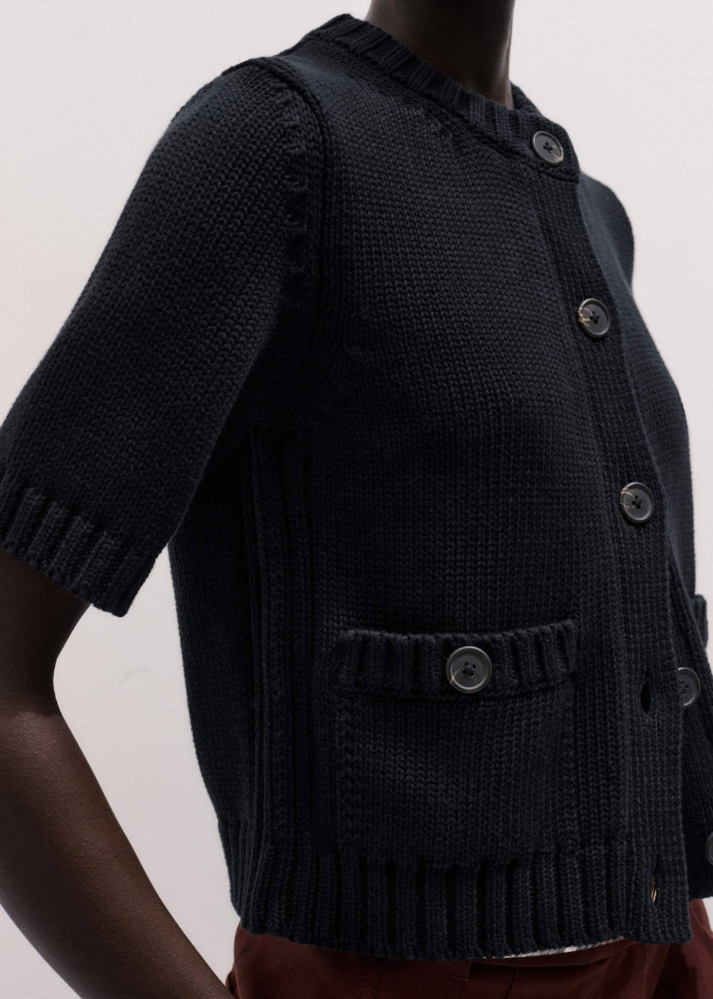 ME and EM Clothing Black Straight Knit Cardigan