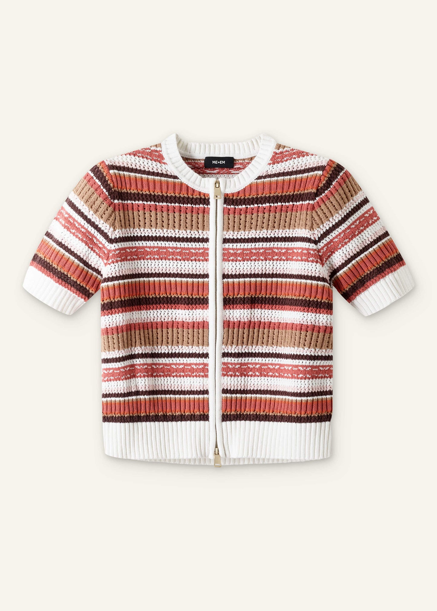 ME and EM Clothing Cinnamon Brown Double Zip Knit Tee