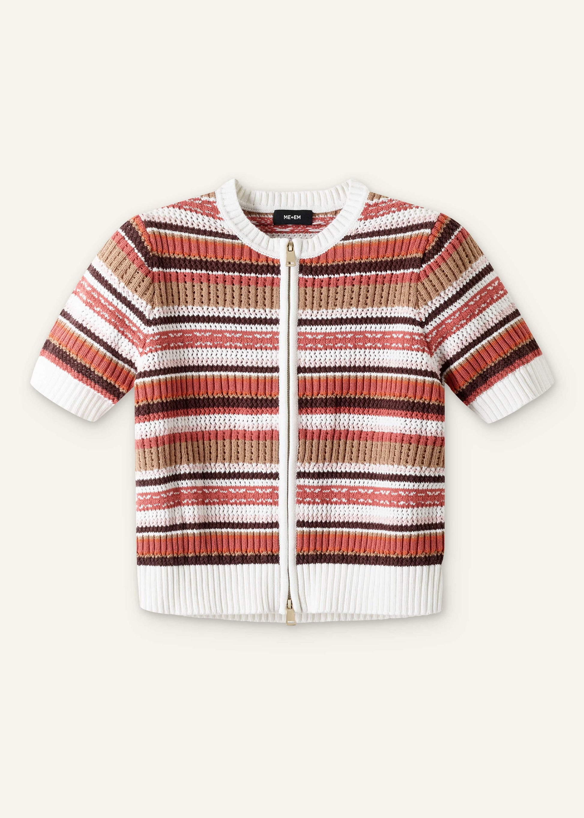 ME and EM Clothing Cinnamon Brown Double Zip Knit Tee