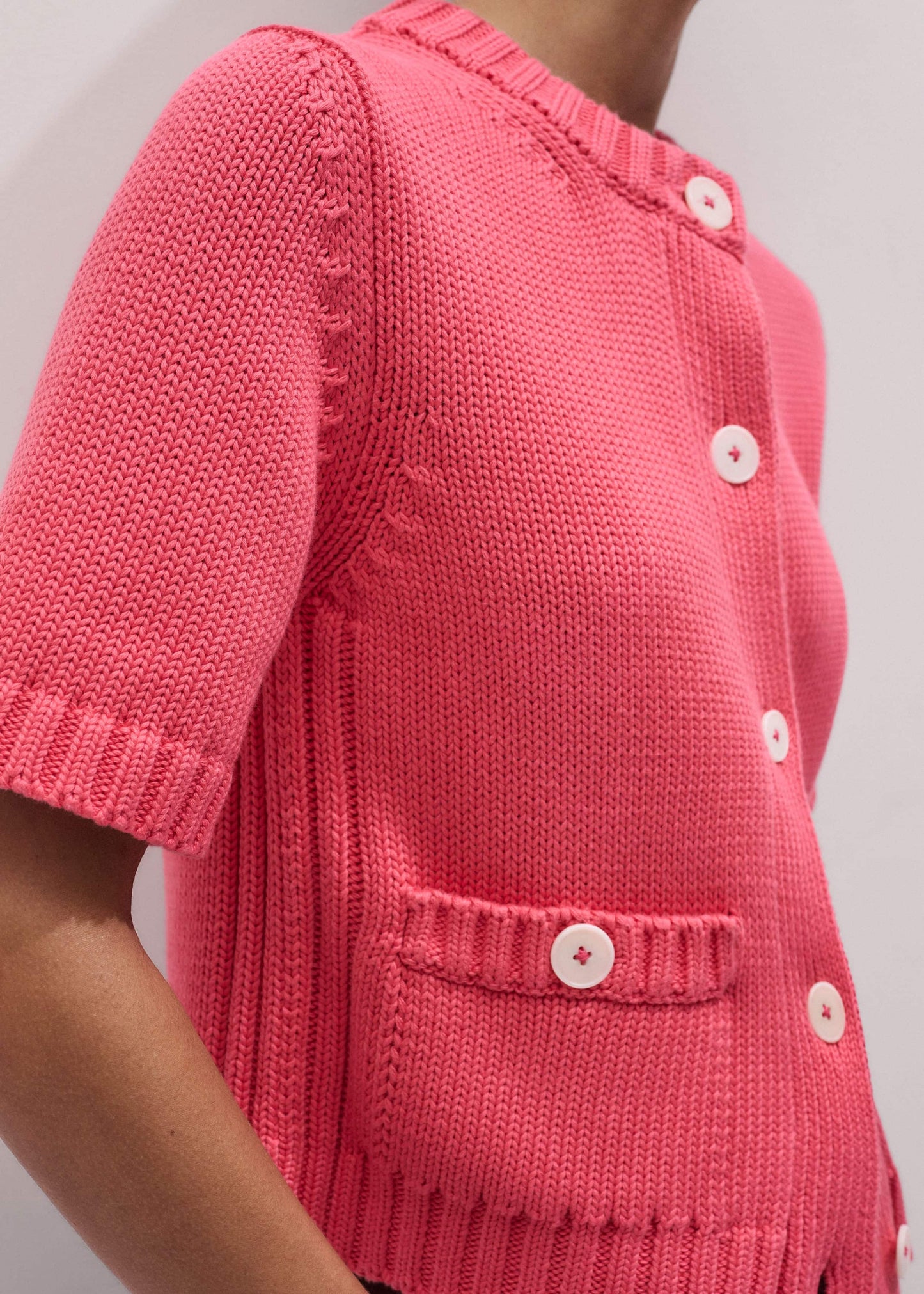 ME and EM Clothing Pink Straight Knit Cardigan