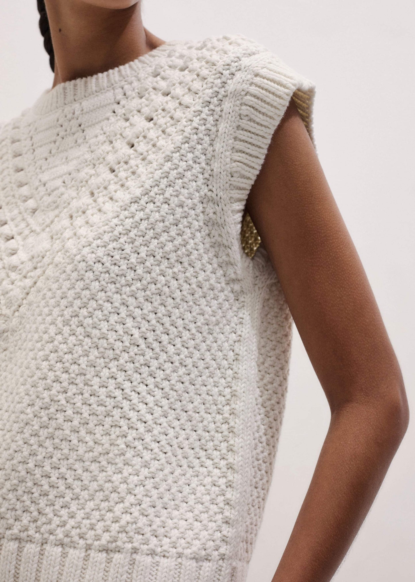 ME and EM Clothing Cream Relaxed Knit Vest