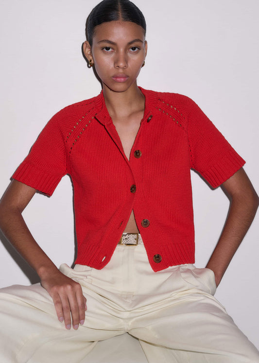 ME and EM Clothing Red Short Sleeve Cardigan