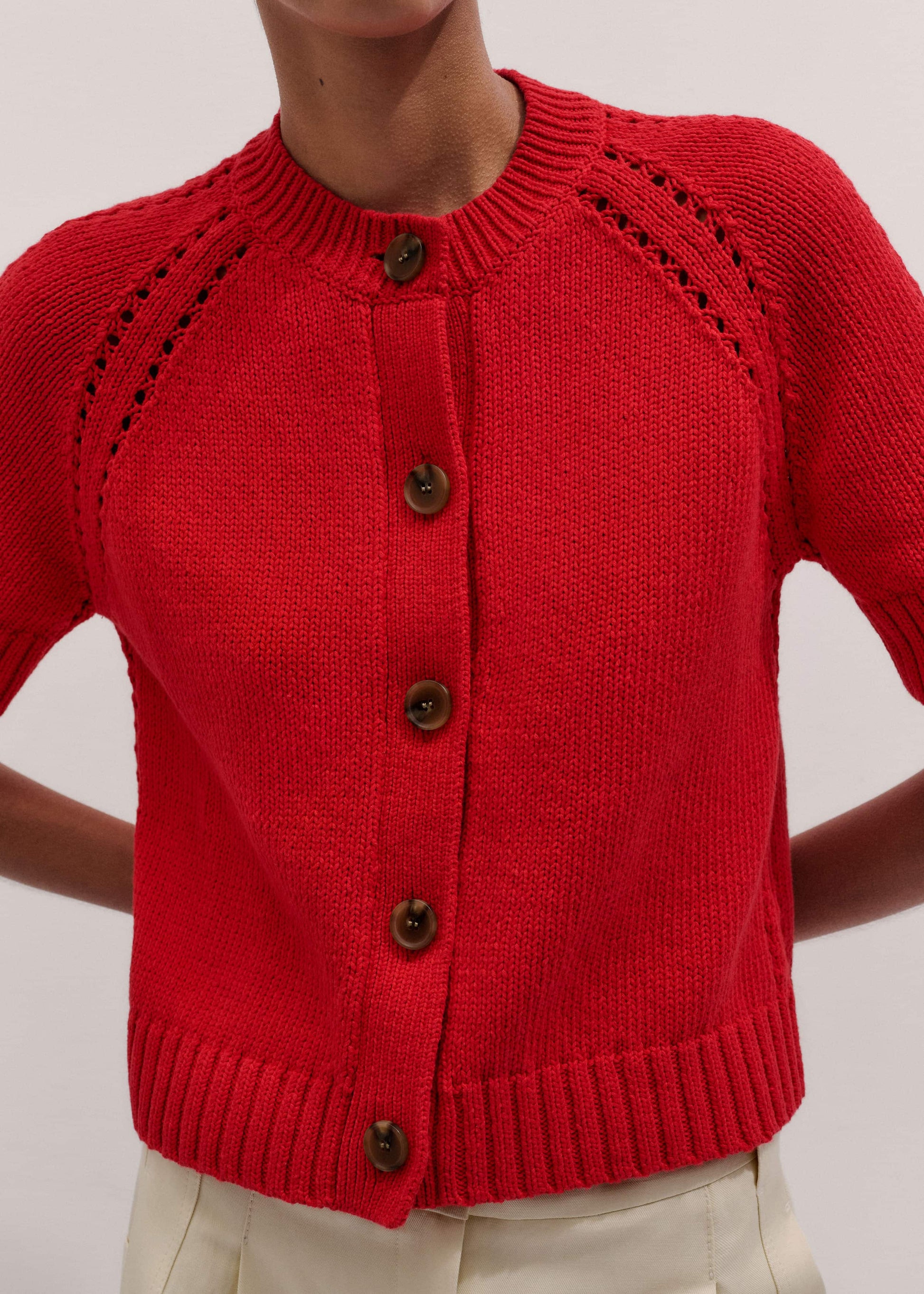 ME and EM Clothing Red Short Sleeve Cardigan