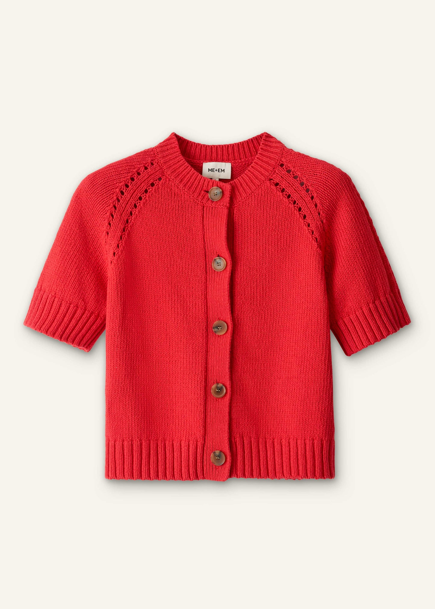 ME and EM Clothing Red Short Sleeve Cardigan