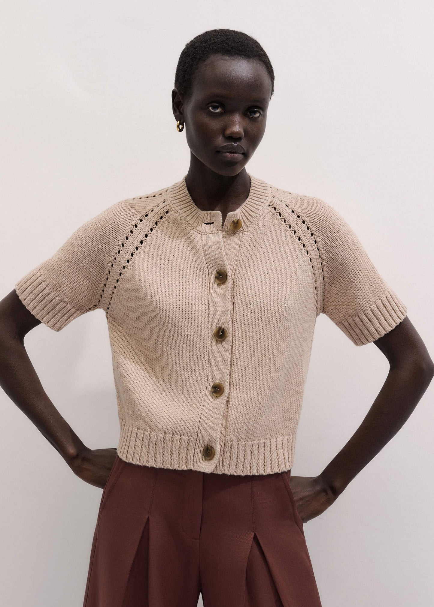 ME and EM Clothing Stone Short Sleeve Cardigan