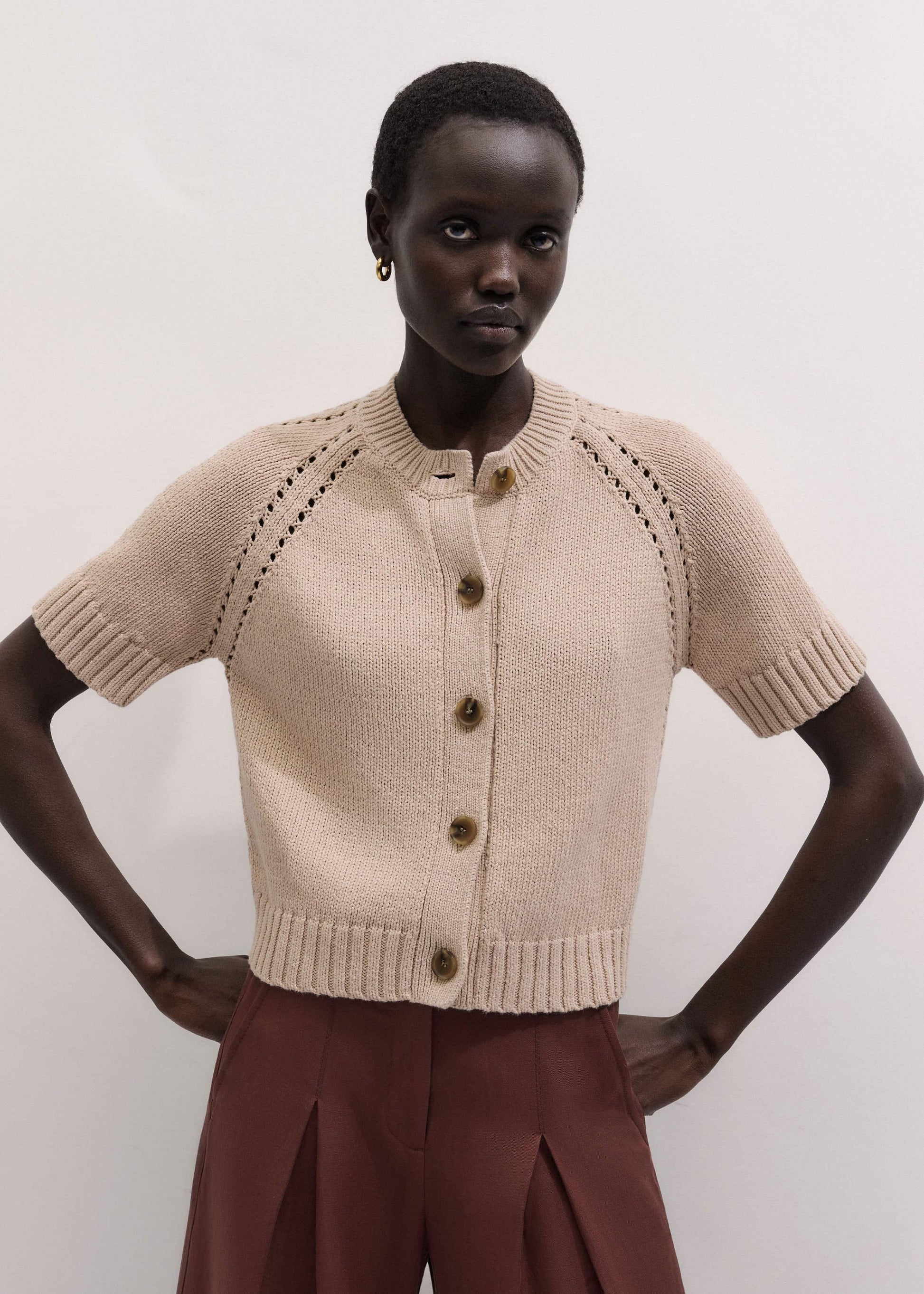 ME and EM Clothing Stone Short Sleeve Cardigan