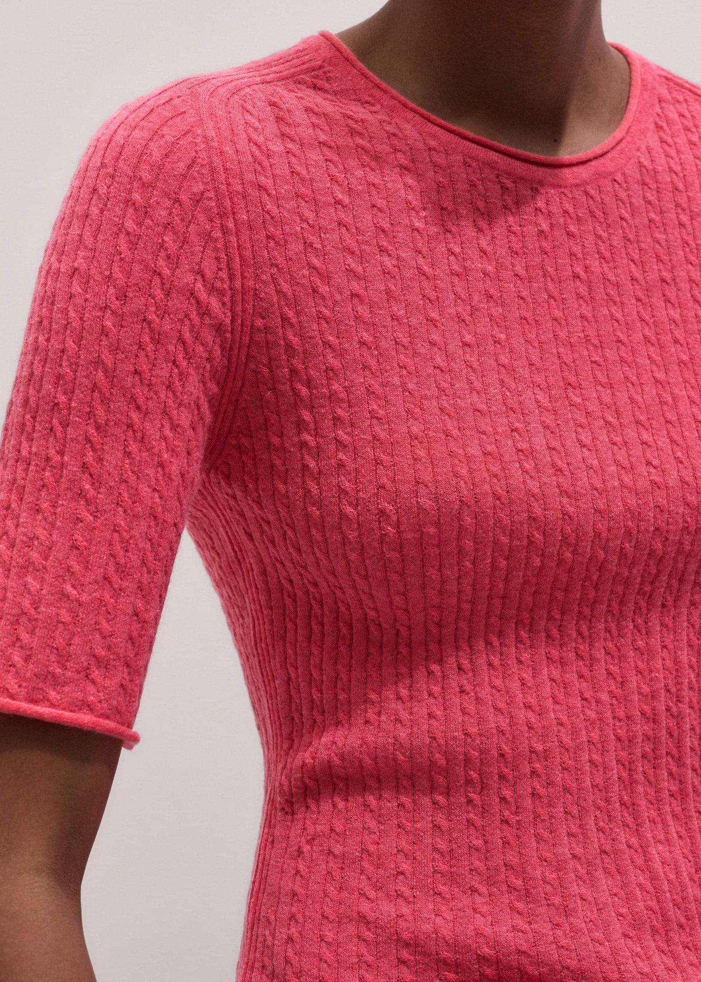 ME and EM Clothing Pink Lofty Cable Slim Tee