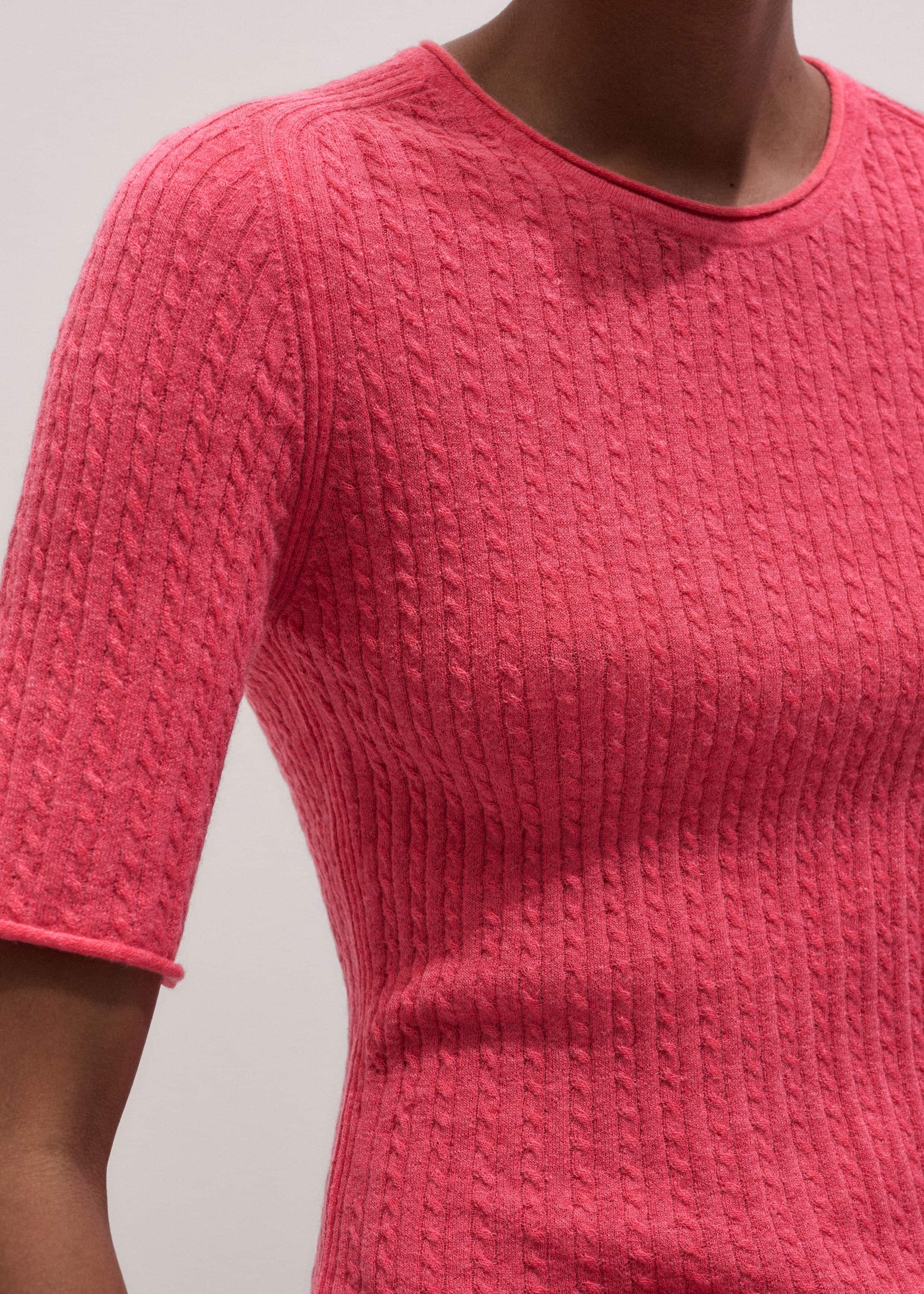 ME and EM Clothing Pink Lofty Cable Slim Tee