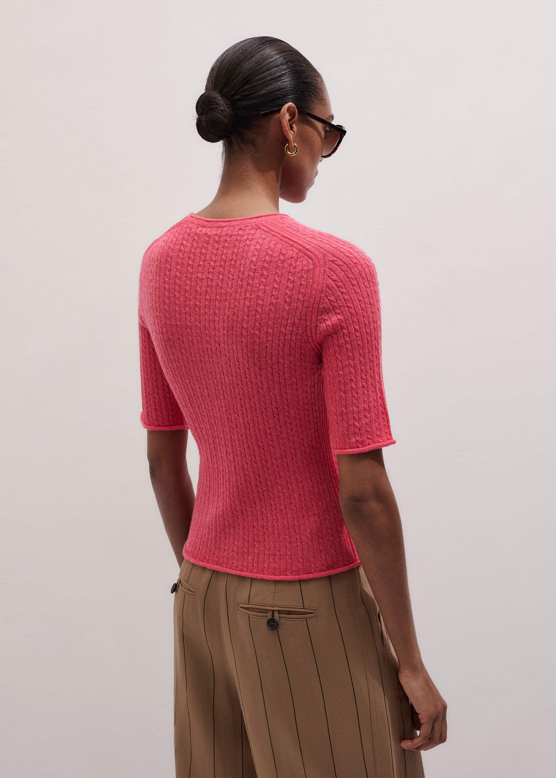 ME and EM Clothing Pink Lofty Cable Slim Tee