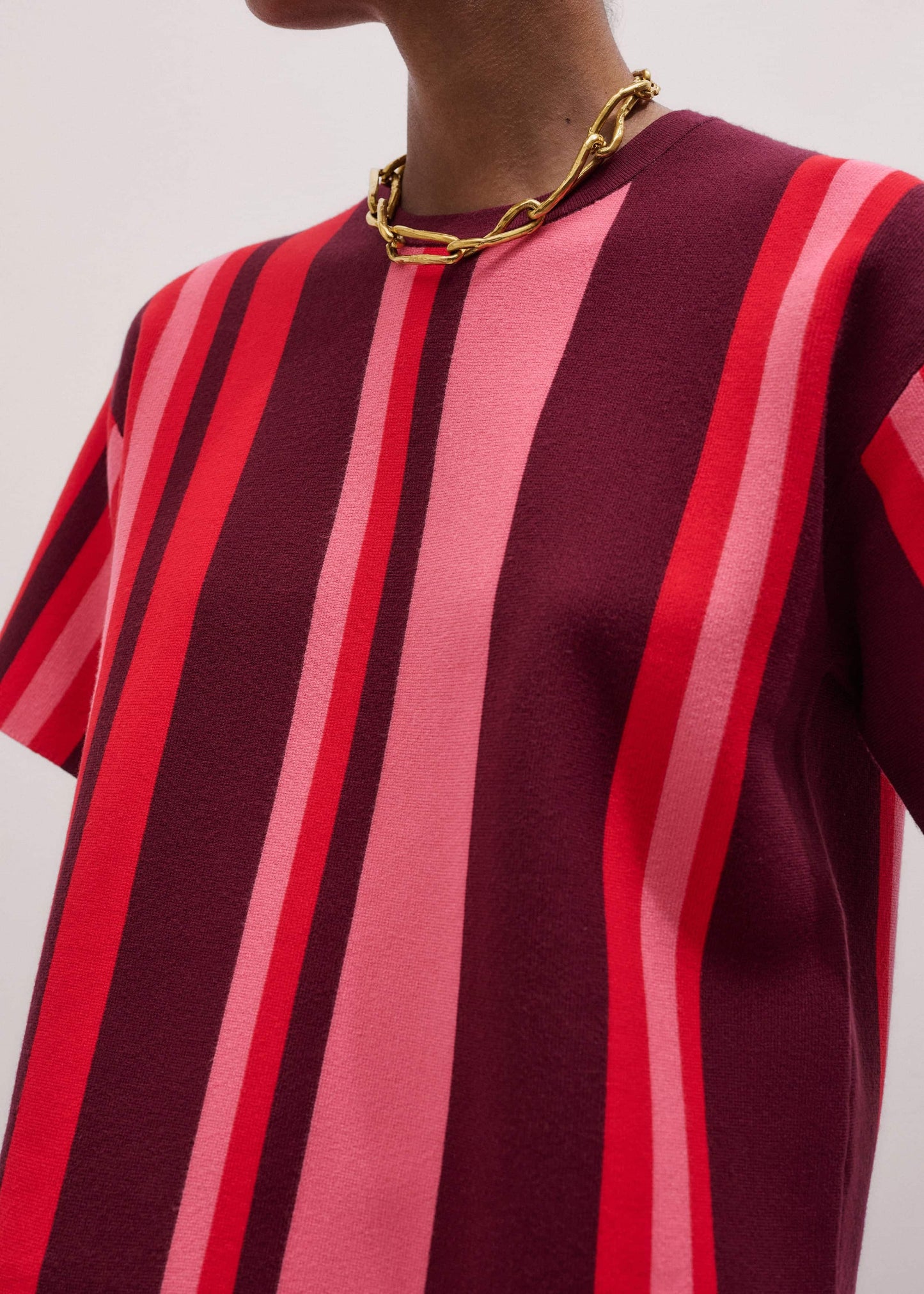 ME and EM Clothing Pink Milano Stripe Relaxed Knit Tee