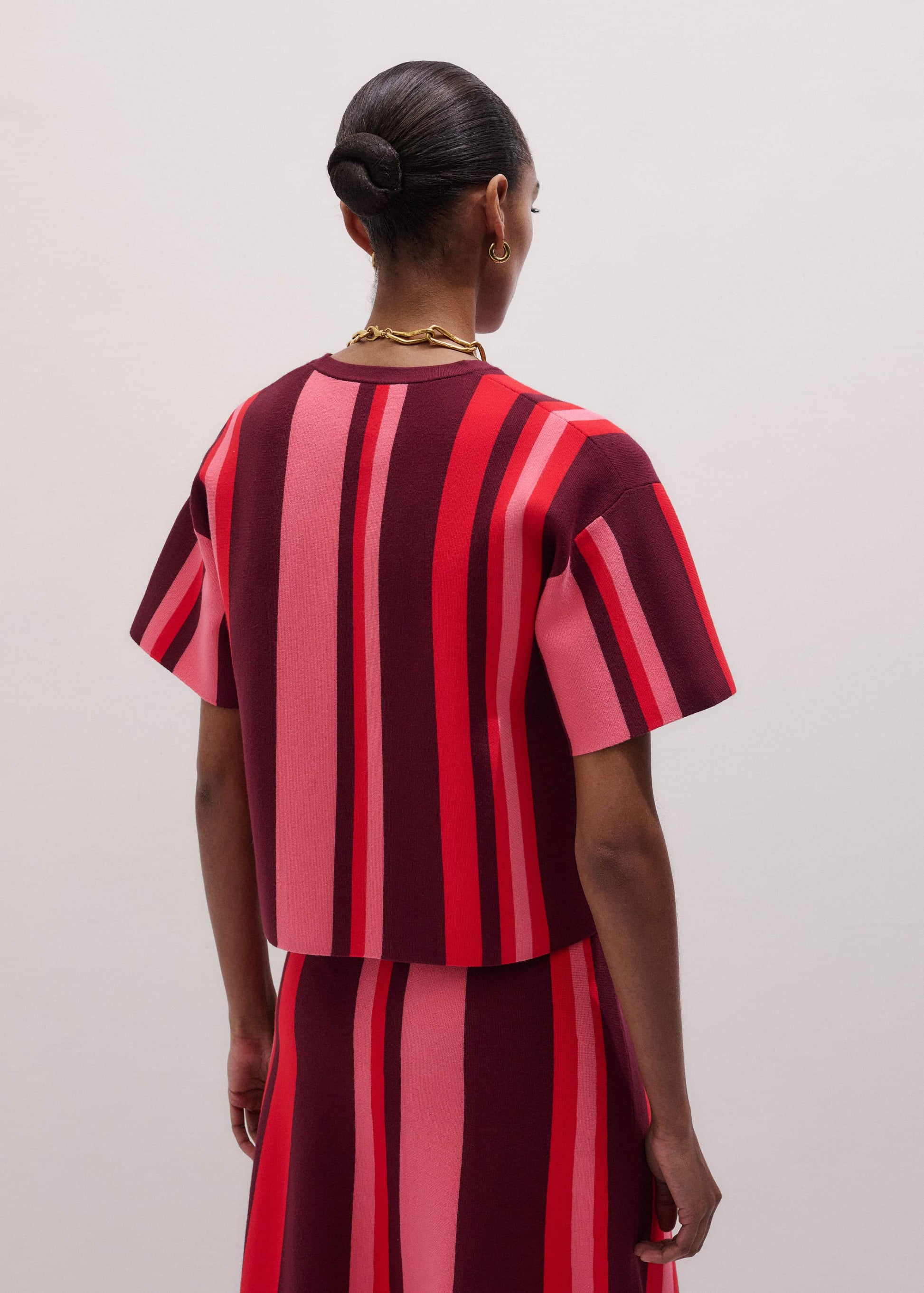 ME and EM Clothing Pink Milano Stripe Relaxed Knit Tee