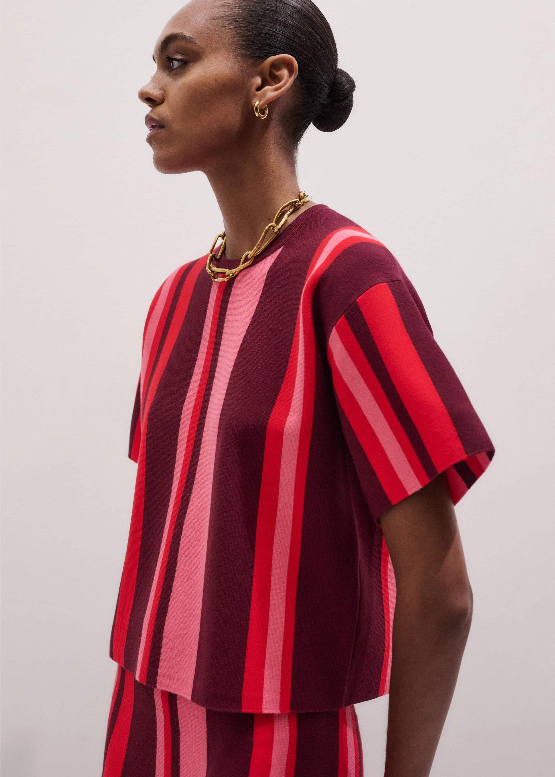 ME and EM Clothing Pink Milano Stripe Relaxed Knit Tee