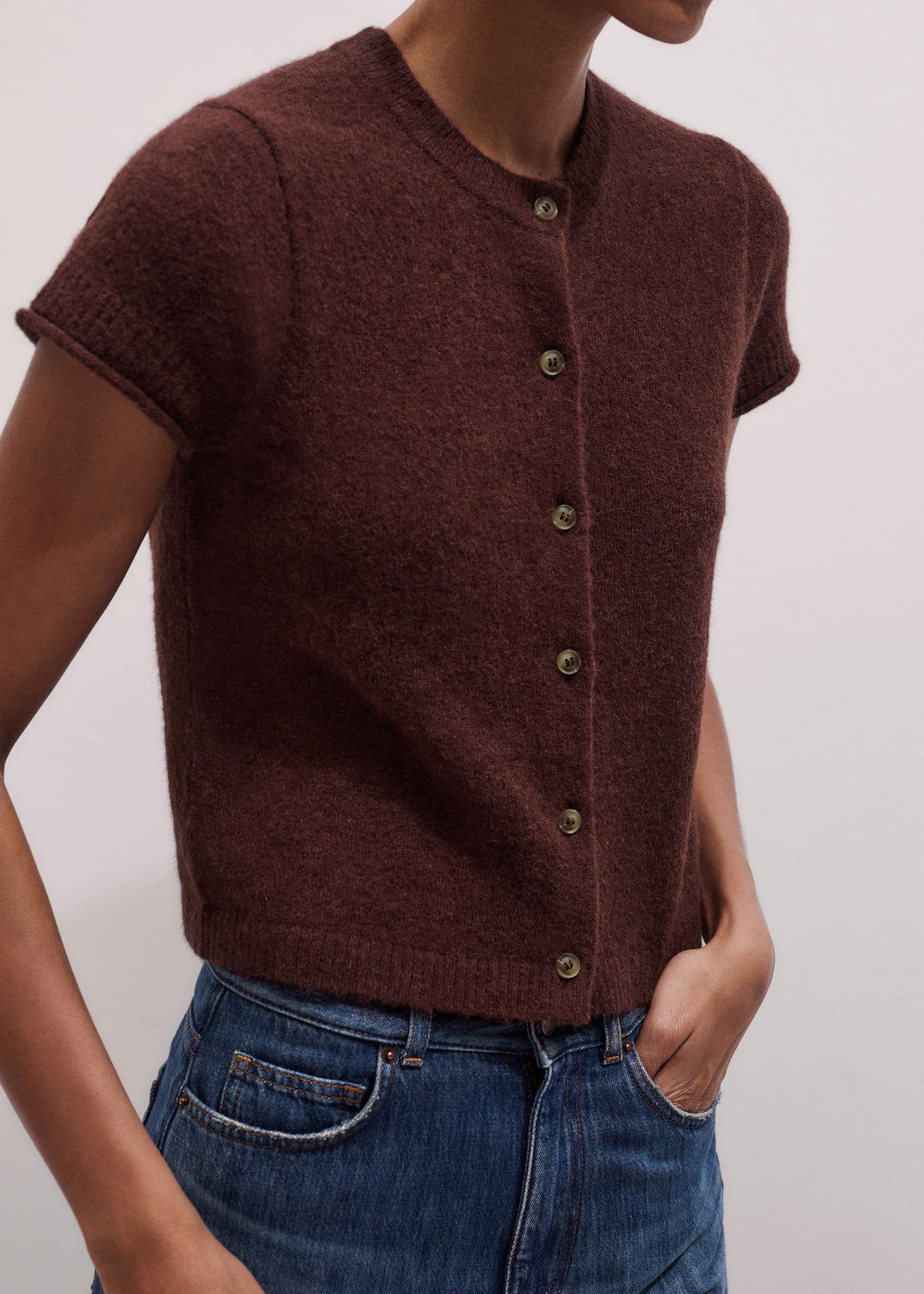 ME and EM Clothing Cinnamon Alpaca Button-Through Knit Baby Tee