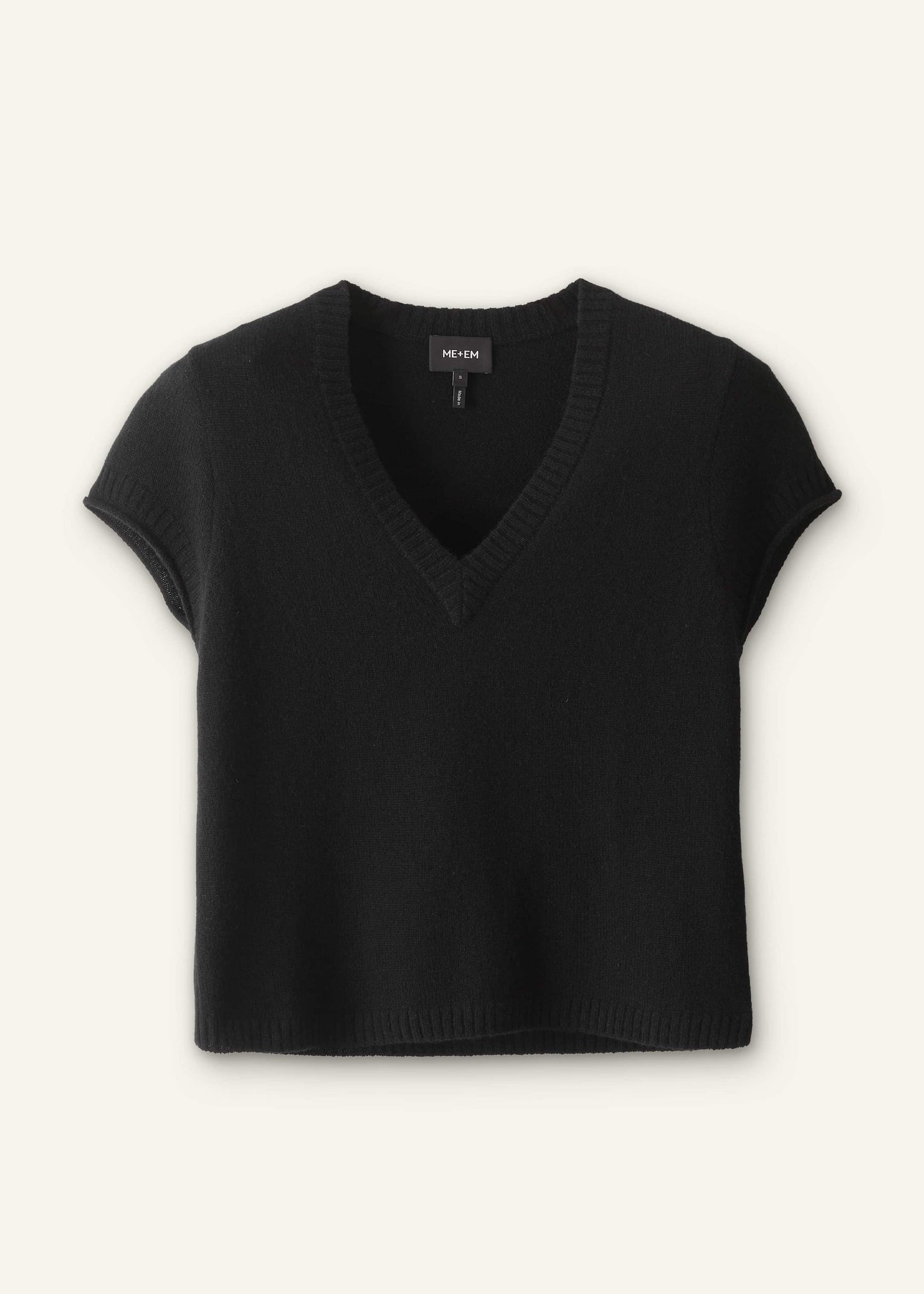 ME and EM Clothing Black Cashmere V-Neck Shrunken Baby Tee
